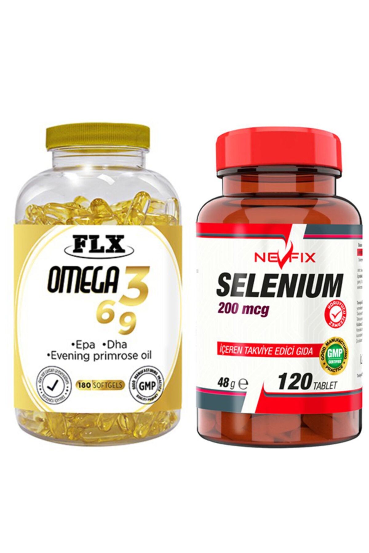FLX Omega 3-6-9 Balık Yağı 180 Softgel Nevfix Selenyum 200 Mcg 120 Tablet