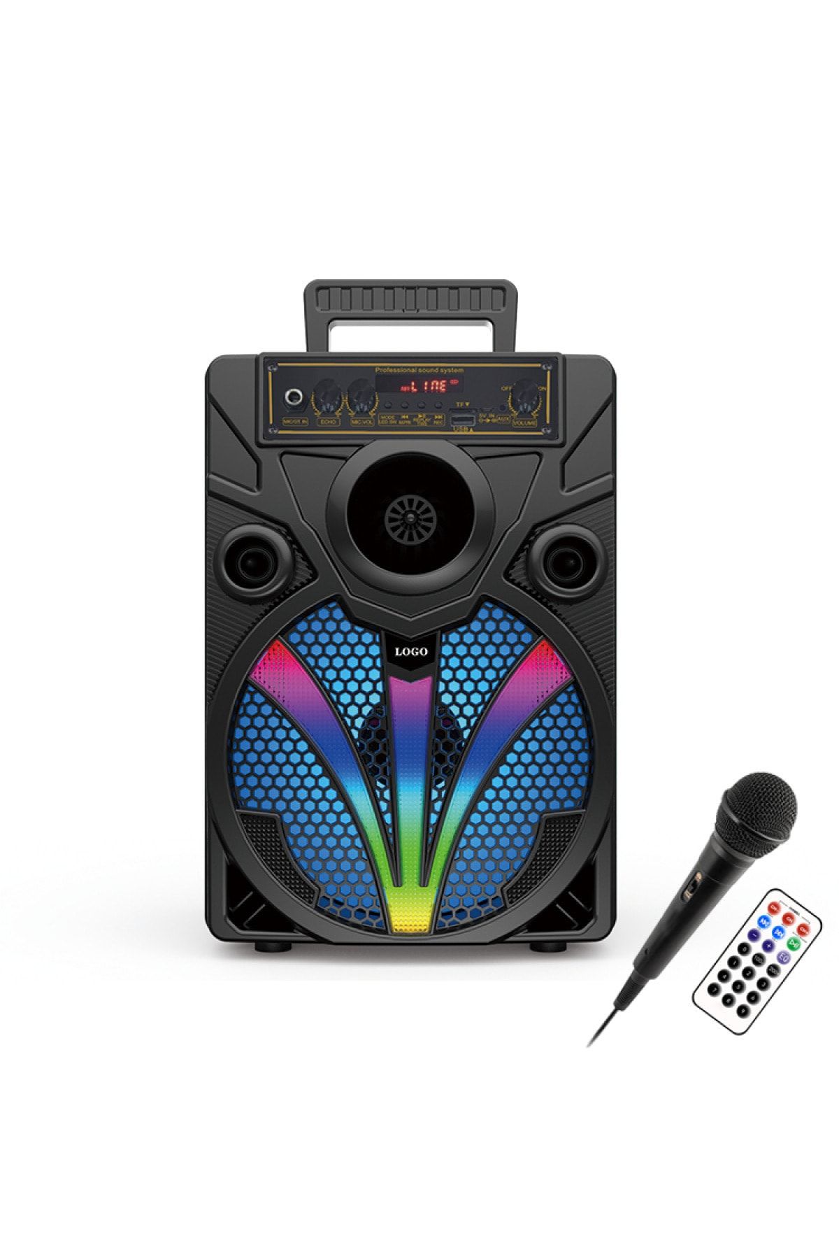 JTECH Qs-7806 Büyük Boy Bt/usb/sd/aux Seyyar Anfi 23*21*34cm 1200w Yüksek Ses Taşınabilir Hoparlör