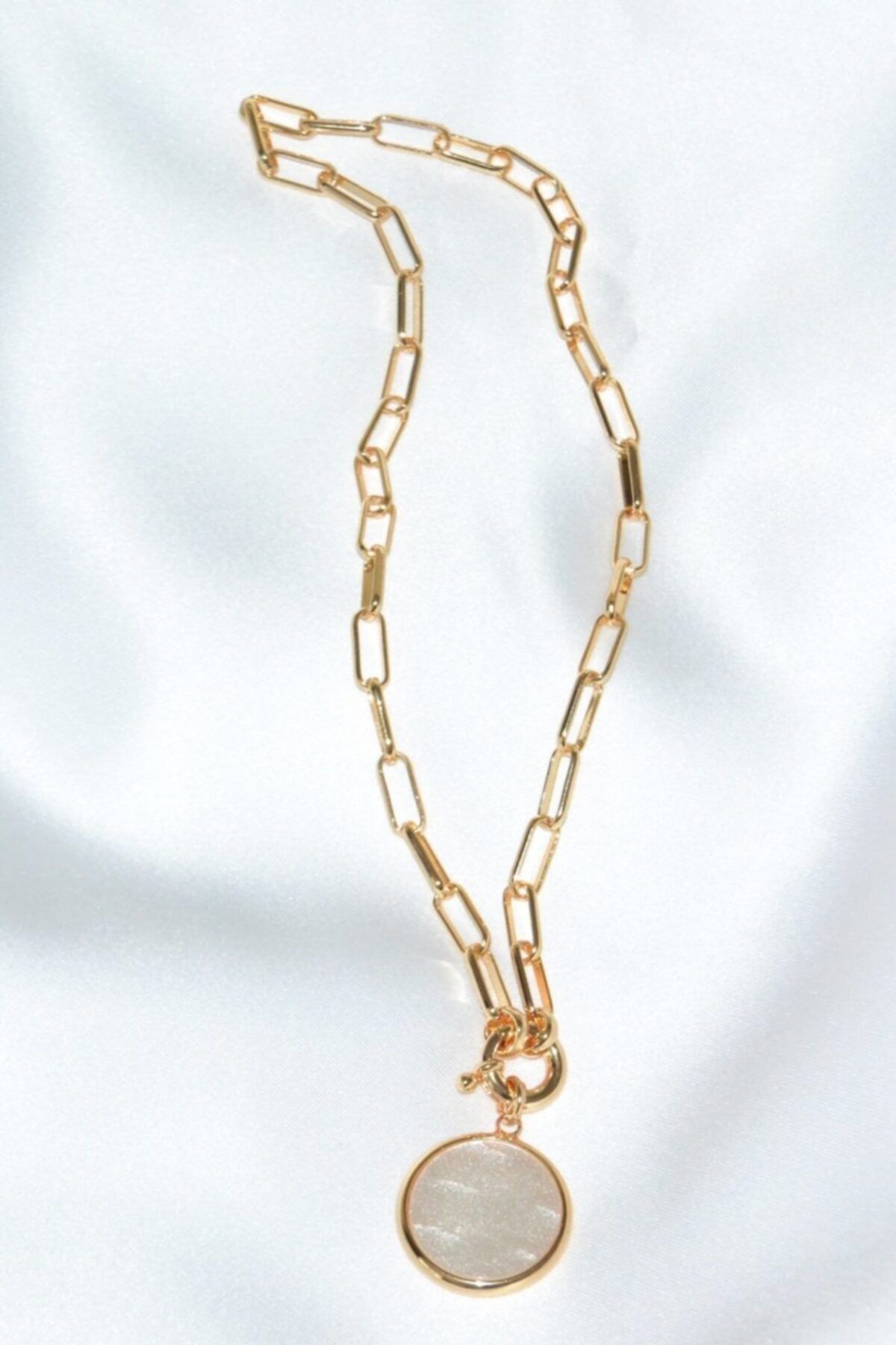 Teen Jewellry Sedef Taşlı Barok Gold Kolye
