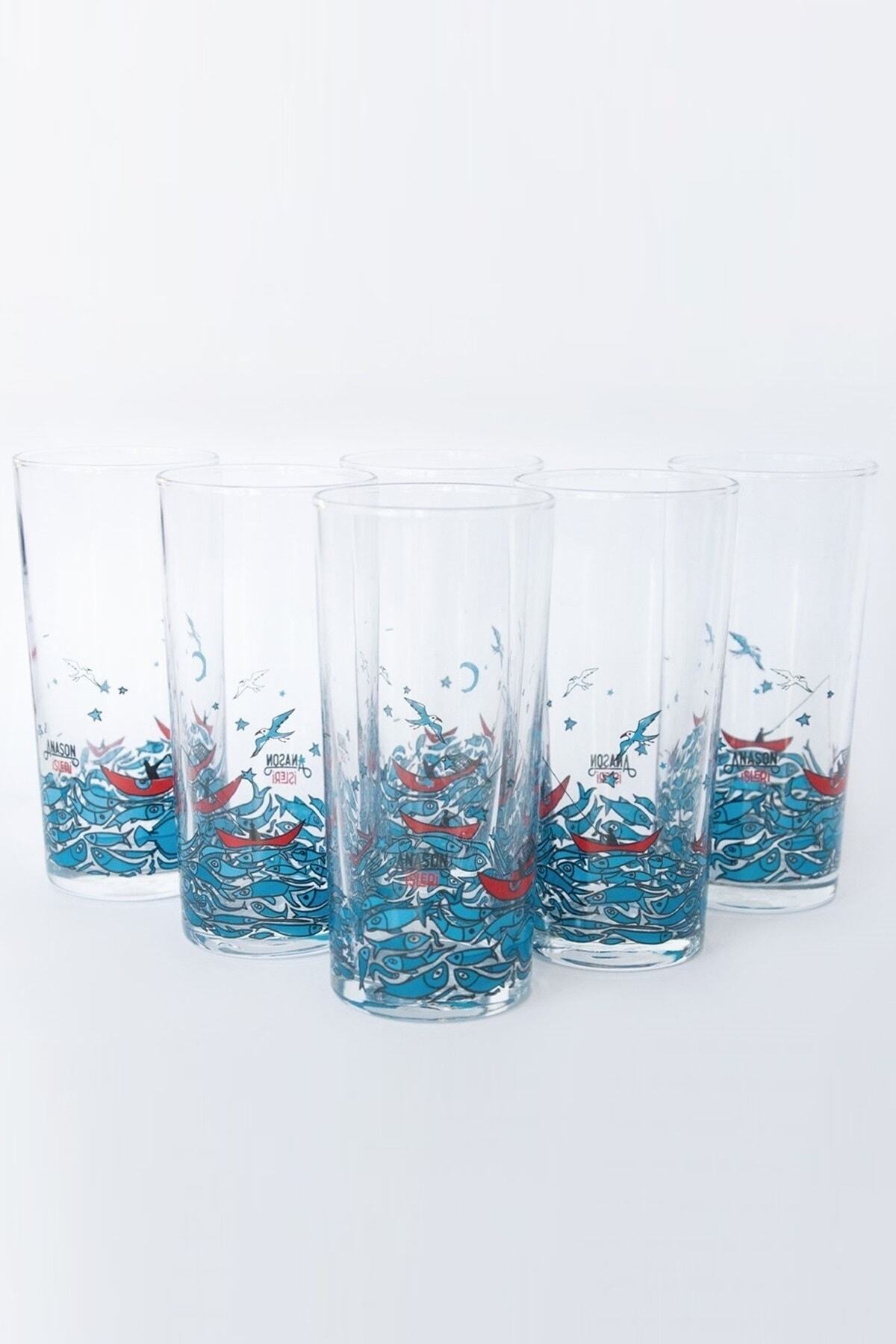Anason İşleri Balık Masalı Klasik Rakı Kadehi 6'lı Set