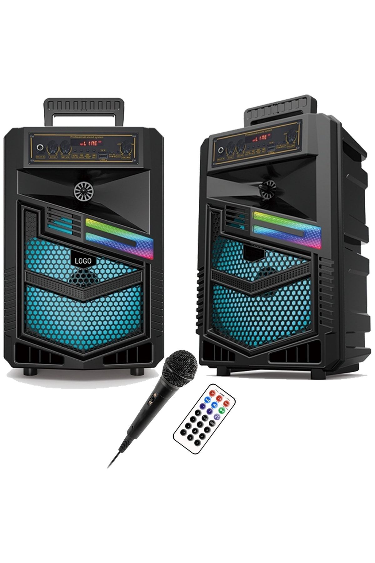 JTECH Qs-7803 büyük Boy Bt/usb/sd/aux Seyyar Anfi 23*21*34cm 1200w Yüksek Ses Taşınabilir Hoparlör