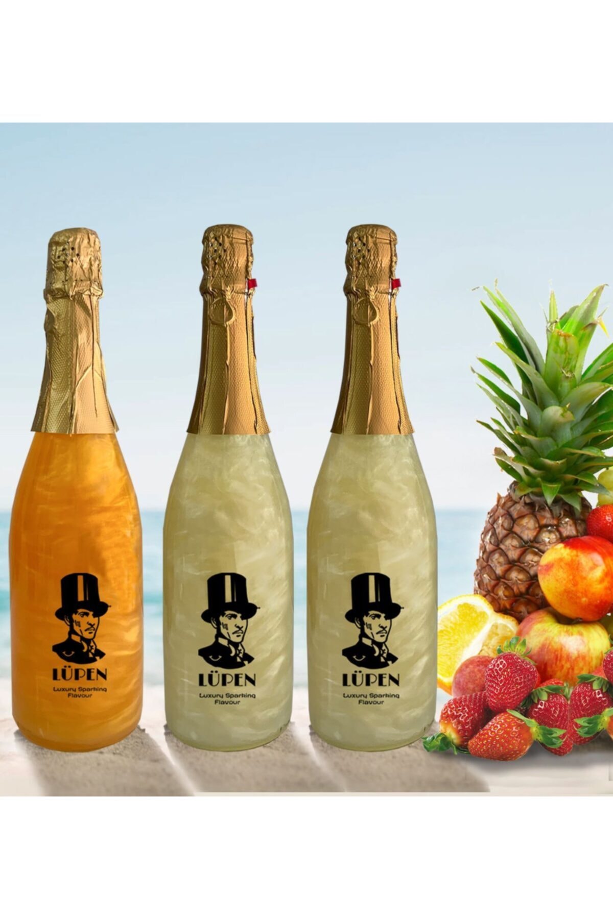 Lüpen Alkolsüz Simli Lux Alkolsüz Meşrubat Bir Tuttu Frutti İki Ananas 750 ml 3 Adet