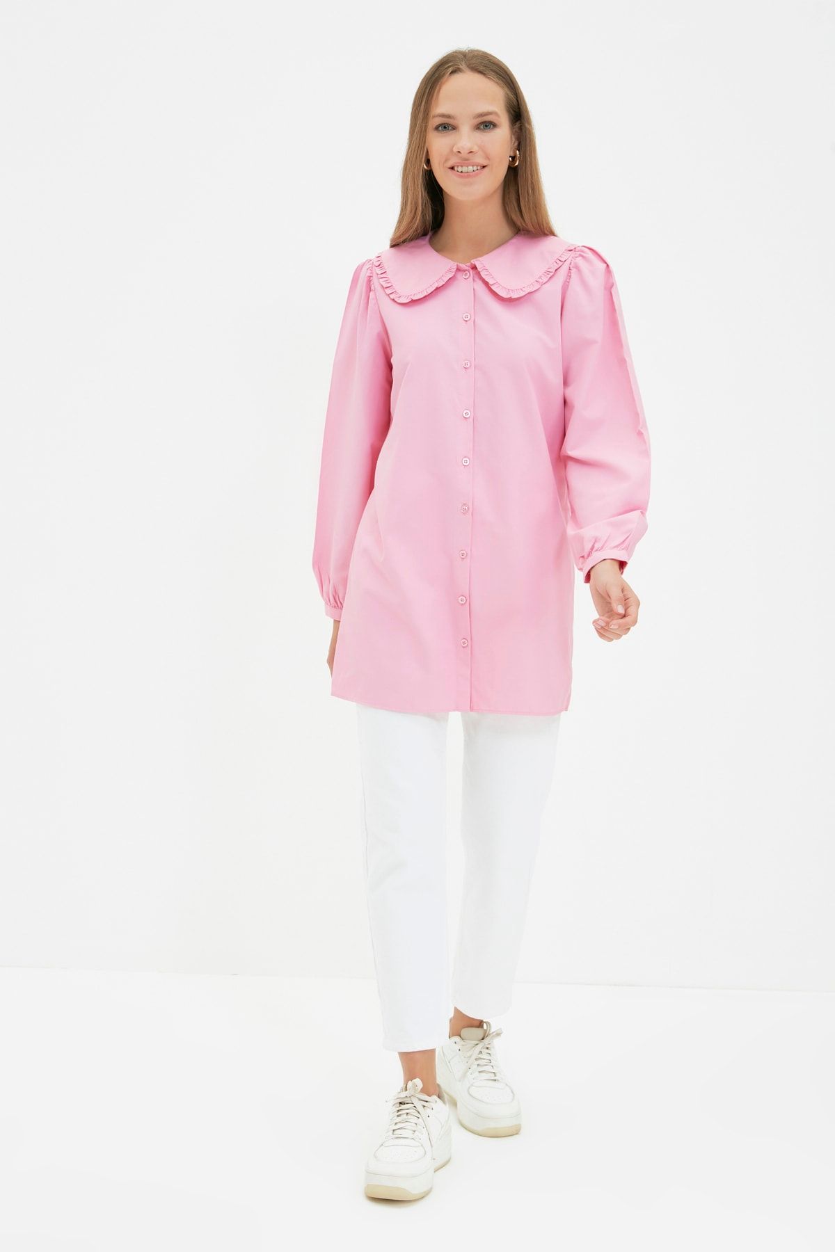 Trendyol Modest Pembe Bebe Yaka Tunik TCTAW22UK0214