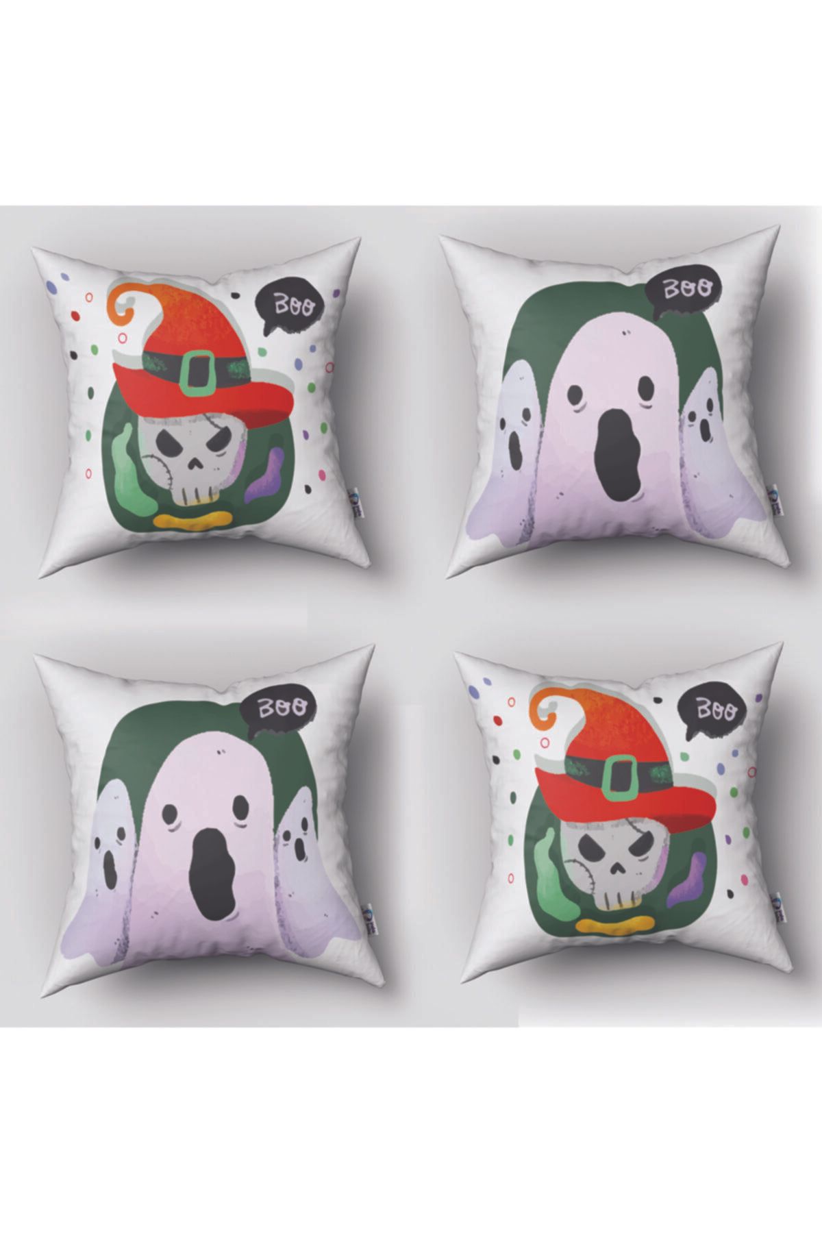 Tinybabyconcept Hallowen Cadılar Bayramı Desenli Çift Taraflı 4 Lü Kırlent Kılıfı Model: 013