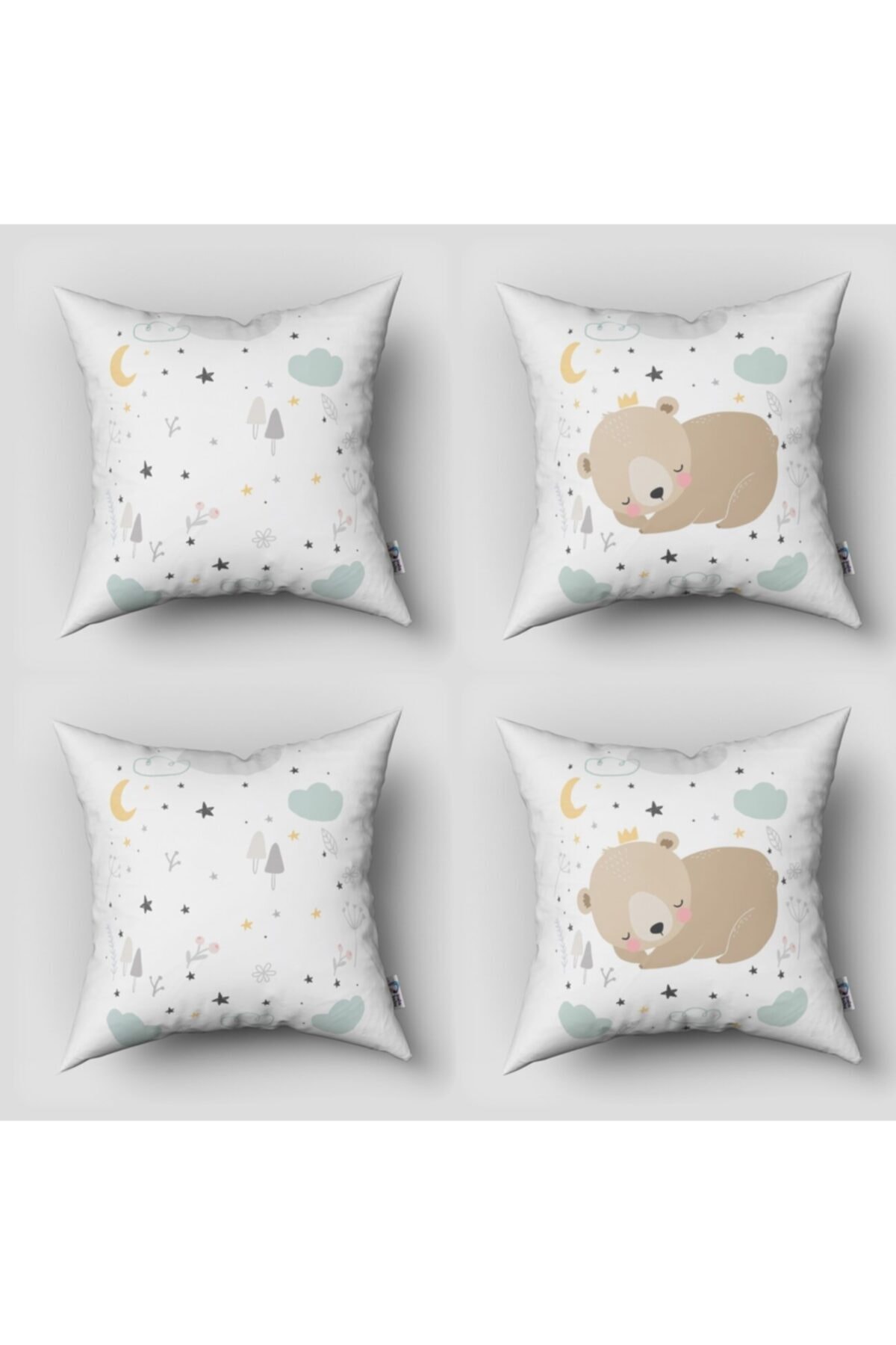 Tinybabyconcept Çift Taraflı Dijital Baskılı 43cm X 43cm Bebek Çocuk Odası Kırlent Kılıfı Model 1385