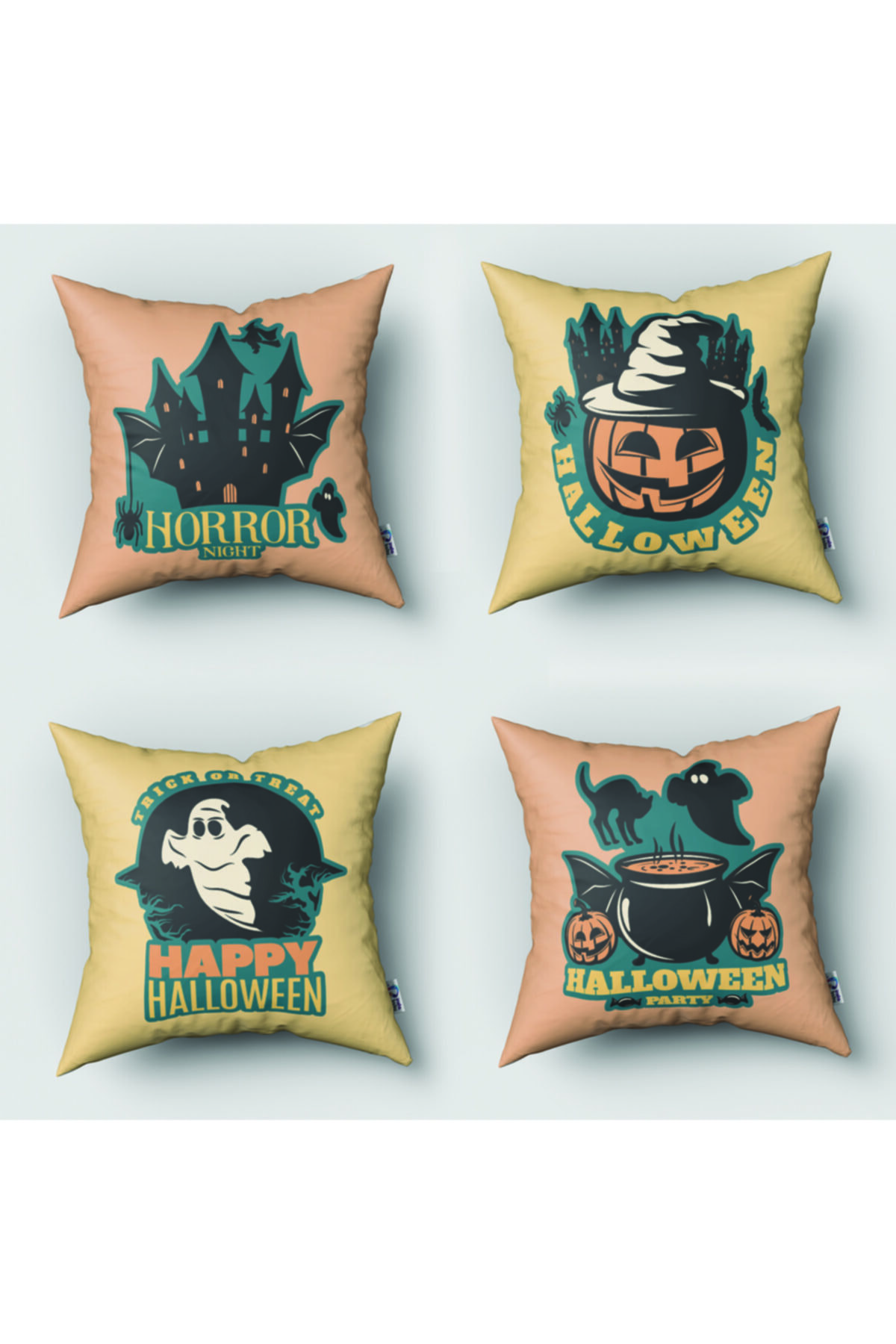 Tinybabyconcept Hallowen Cadılar Bayramı Desenli Çift Taraflı 4 Lü Kırlent Kılıfı Model: 022