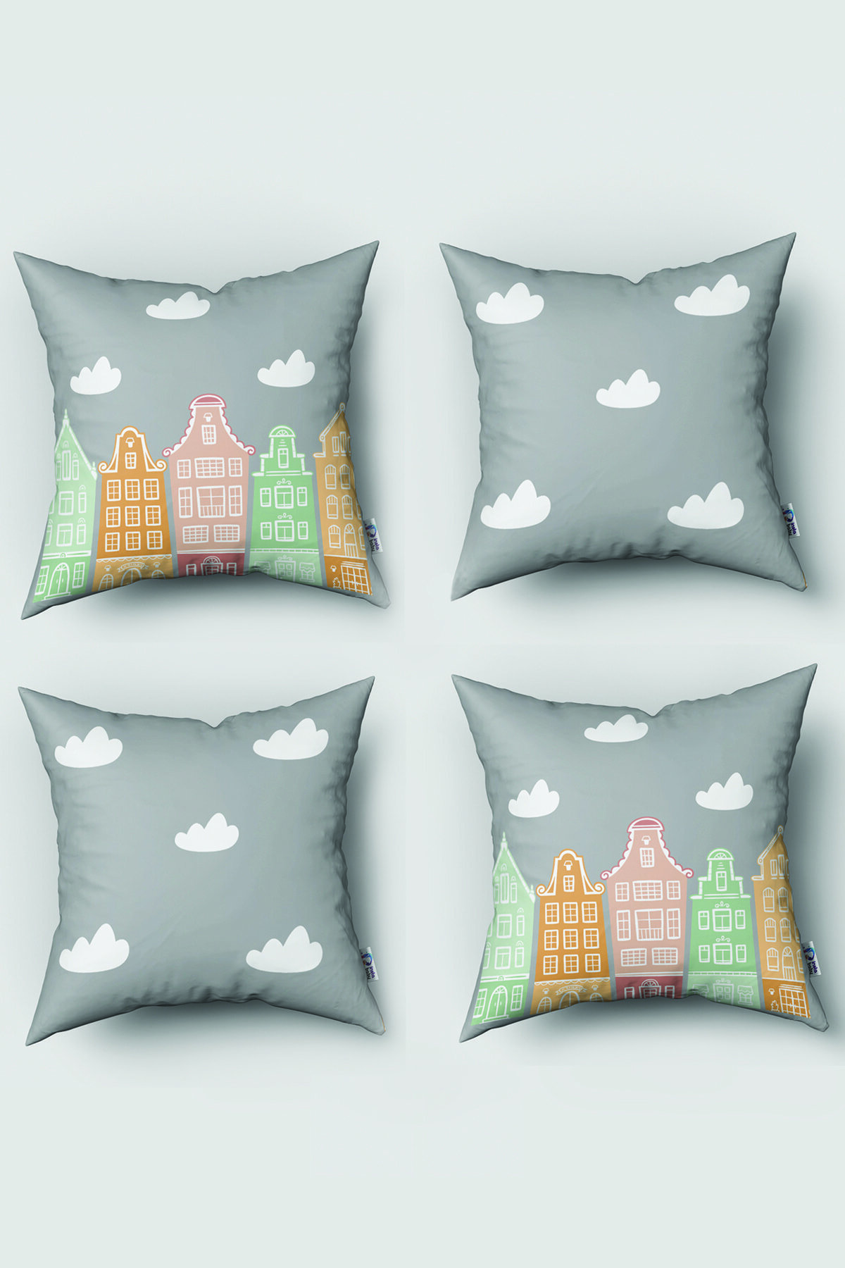 Tinybabyconcept Oyun Çadırı Konsept Çift Taraflı Baskı 4 Lü Kırlent Kılıfı Model No:310