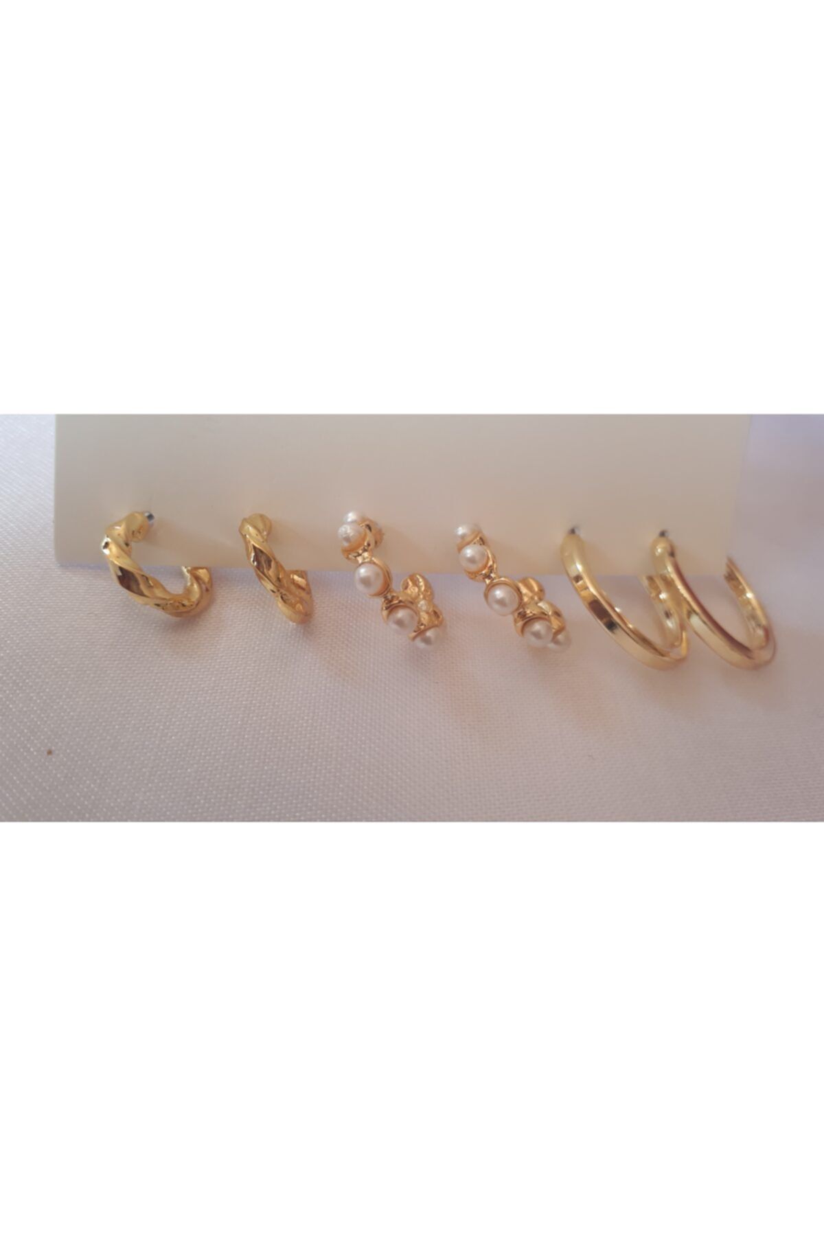 Lydia Jewelry Kadın Altın Renkli 6lı Küpe Seti