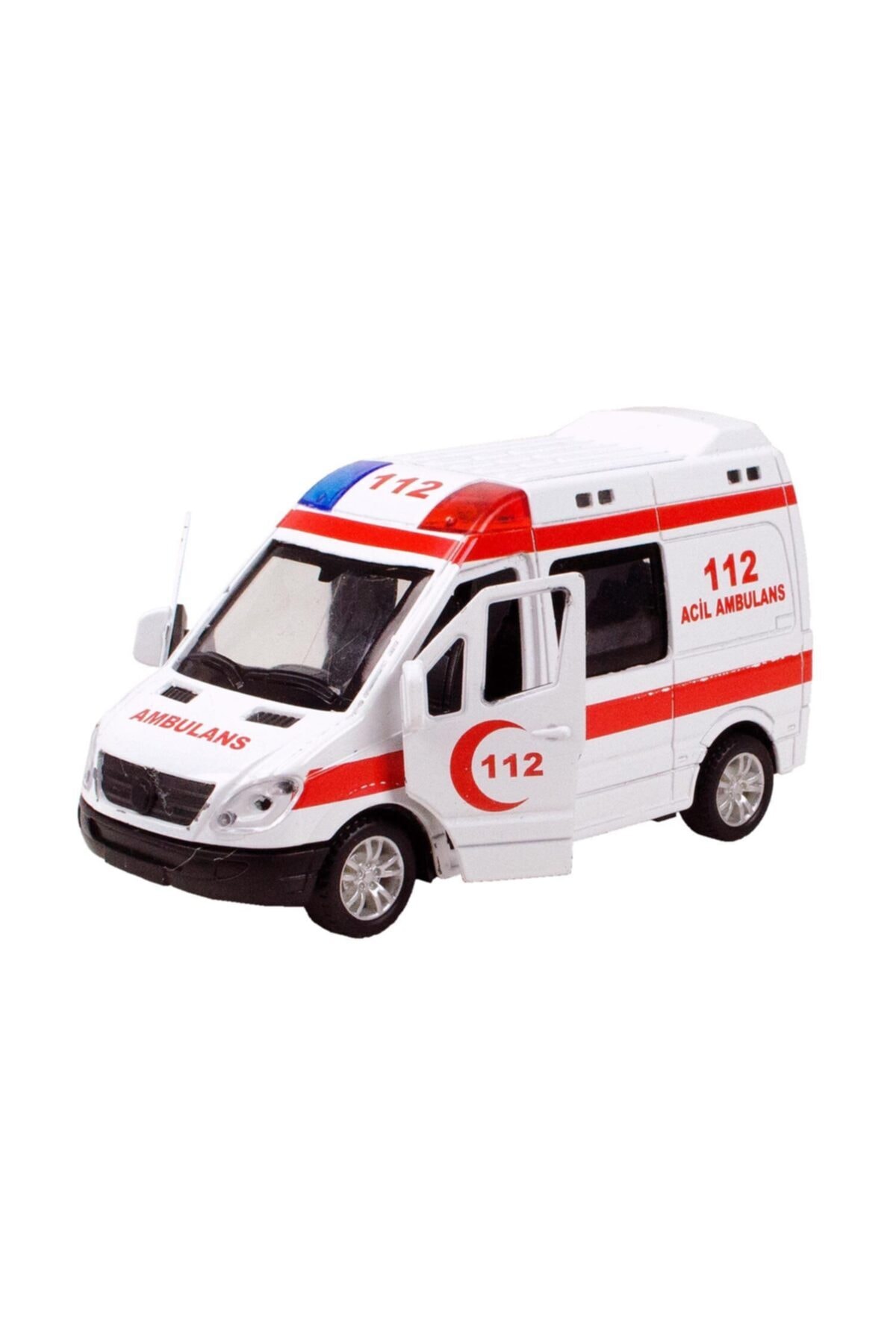 cstars Cs-13 Metal Kasa Die-cast Ambulans Oyuncak 14 cm Çek Bırak