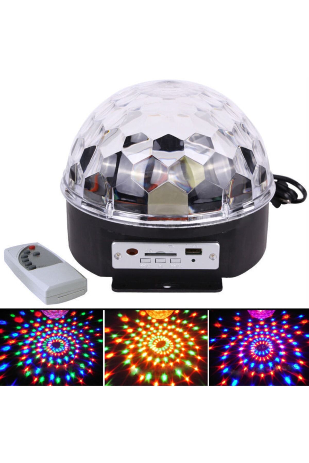 Led Disko Lambası Magıc Ball Küre Işık| Döner Başlıklı | Karışık Renkli Disko Lambası