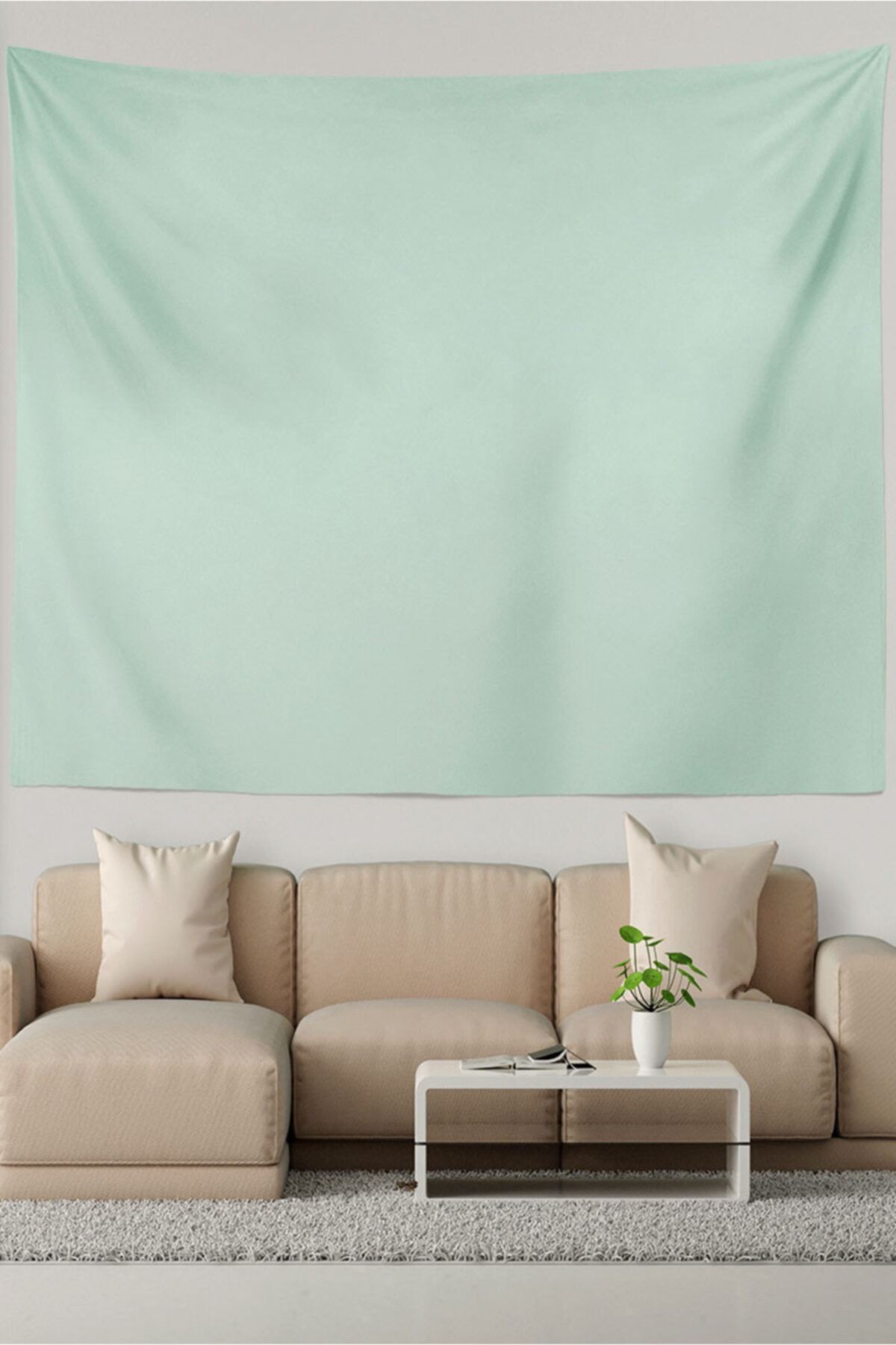 Ysahome Mint Yeşili Düz Desenliduvar Halısı