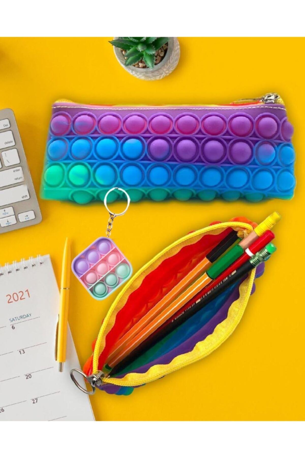 ŞifaiNur 2 Li Set Popit Kalemlik-anahtarlık Okul Eğlenceli Eğitim Seti Pop It