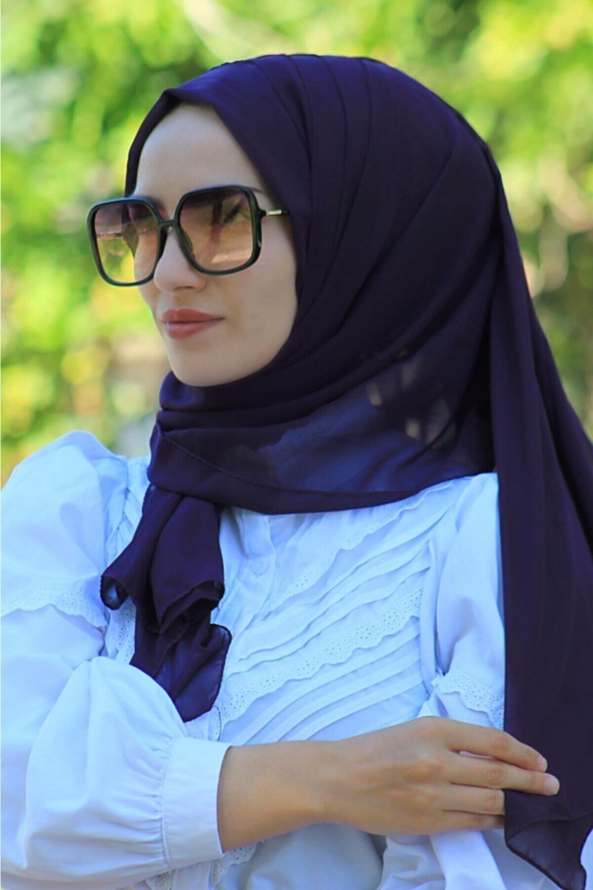 Mursen Bone Şal Hazır Tesettür Giyim Üç Bantlı Drape Şal Bone Mürdüm - Özel Tasarım- Yeni Model Tesettür Giyim