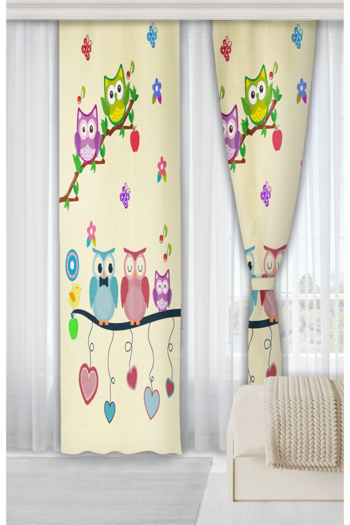 Jungle Halı Baykuşlu 140x200 Çocuk Odası Fon Perde