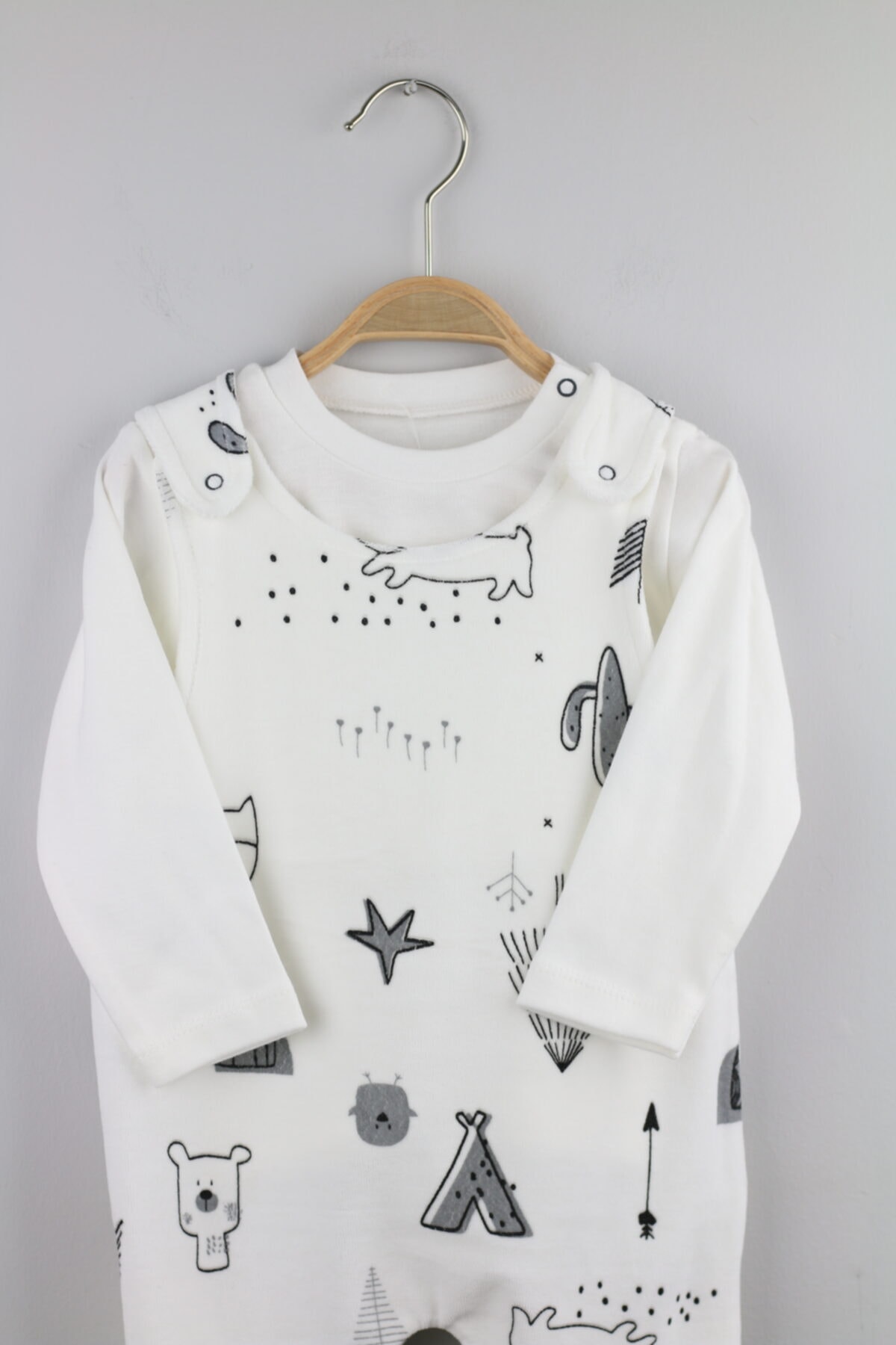 Luggi Baby Kadife Salopet Bebek Ikili Takım