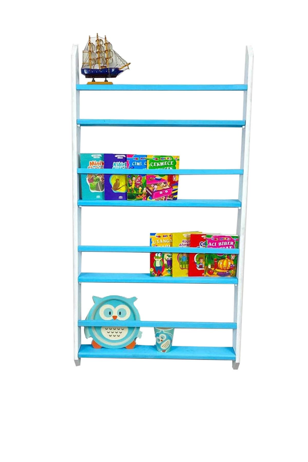 TİMBER & WOOD Montessori Kitaplık 100*50*9 Çocuk Odası Kitaplığı Ahşap Kitaplık Ham Ahşap Verniksiz Doğal