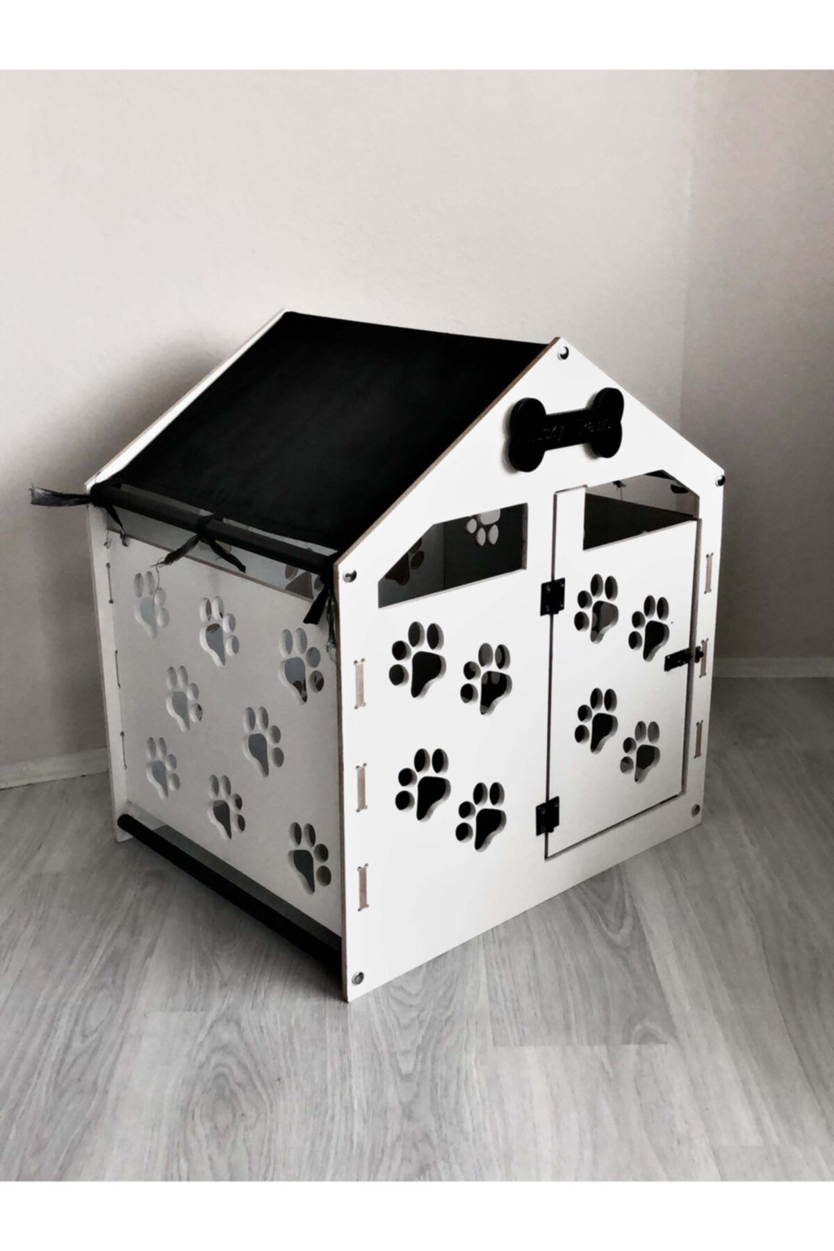 AlbinaWood En Iyi Dostlarınız Için Ev Ortamında Kullanılabilir Modern Köpek Evi, Kulübesi  Gri Küçük Irk