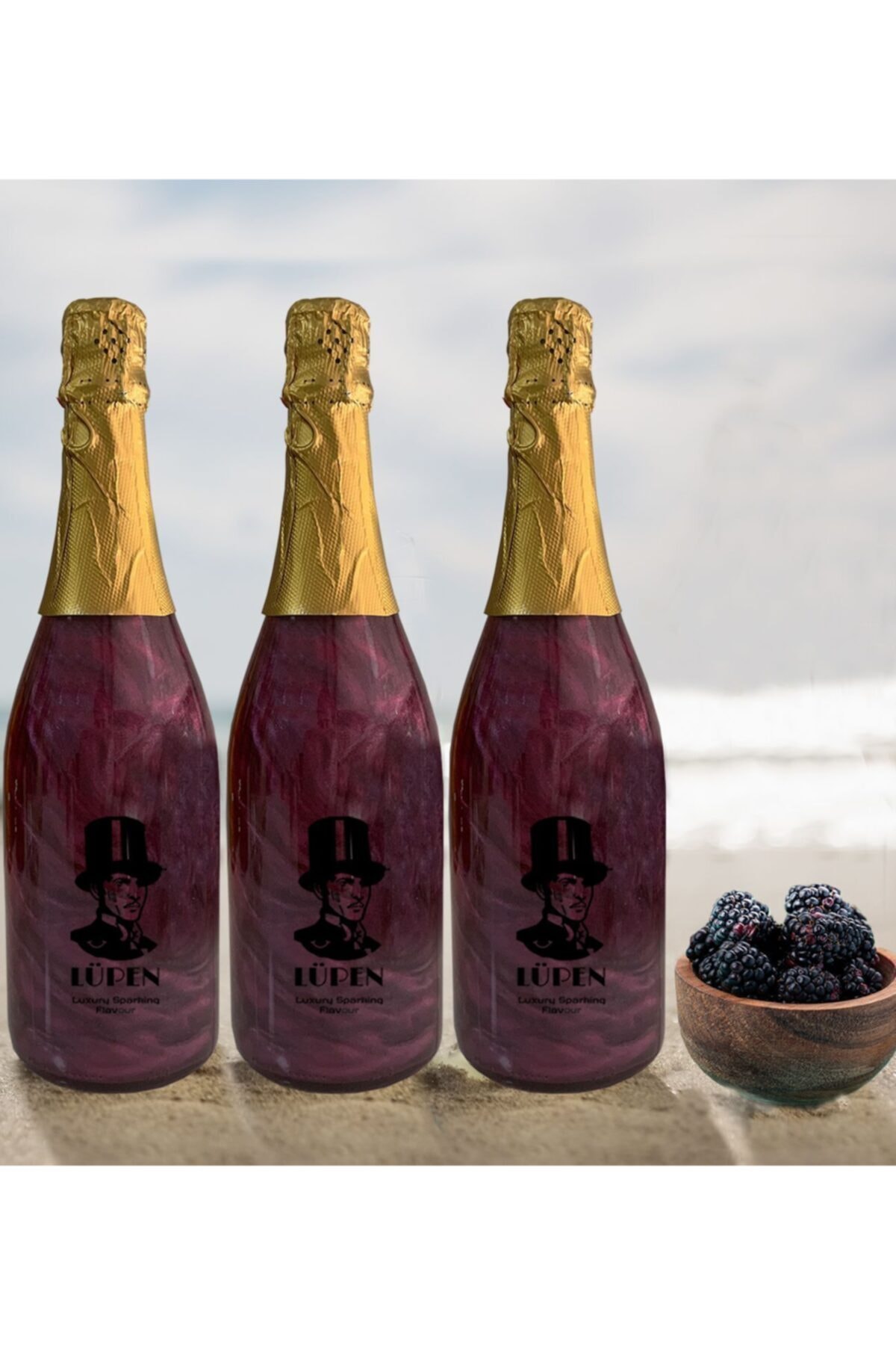 Lüpen Alkolsüz Simli Lux İçecek Böğürtlen Aromalı 750 Ml 3 Adet