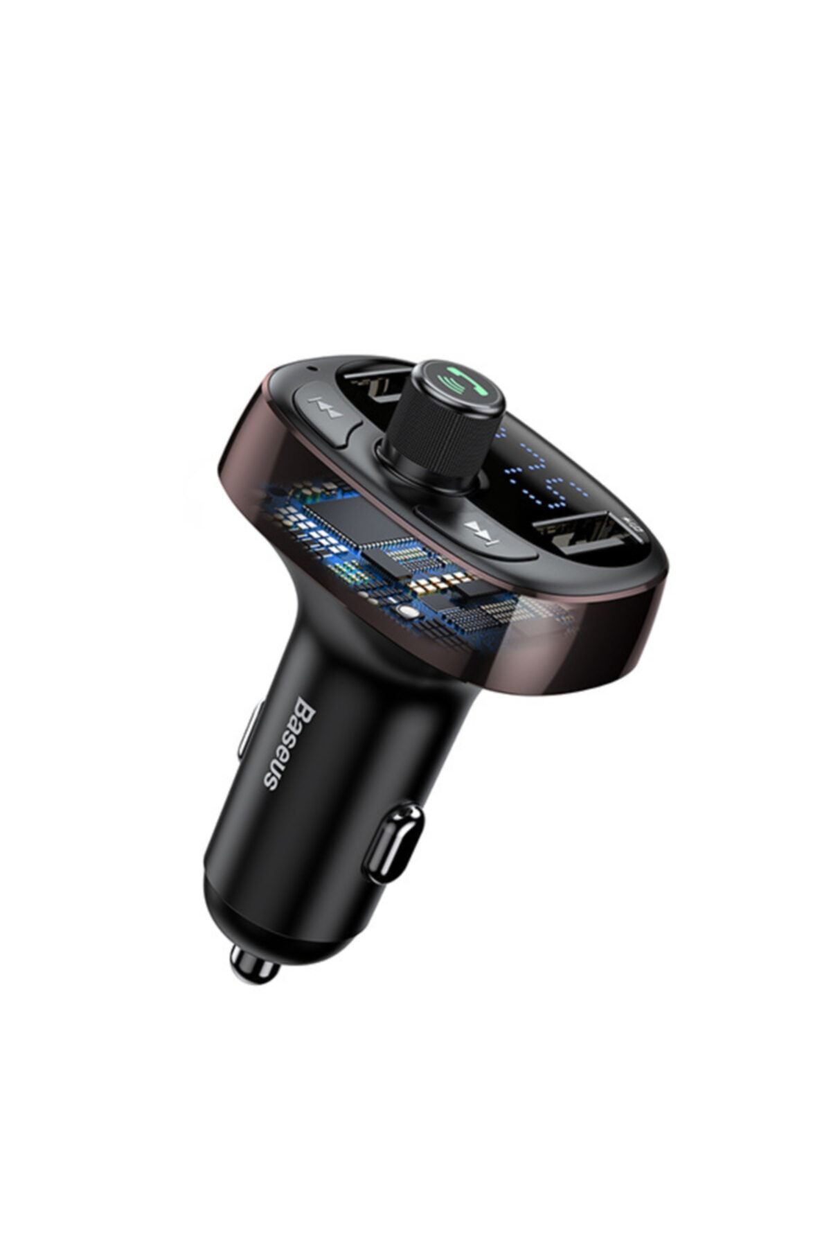 Baseus T Typed S-09 Bluetooth Fm Transmitter Çift Usb Araç Şarj A-siyah,kahverengi