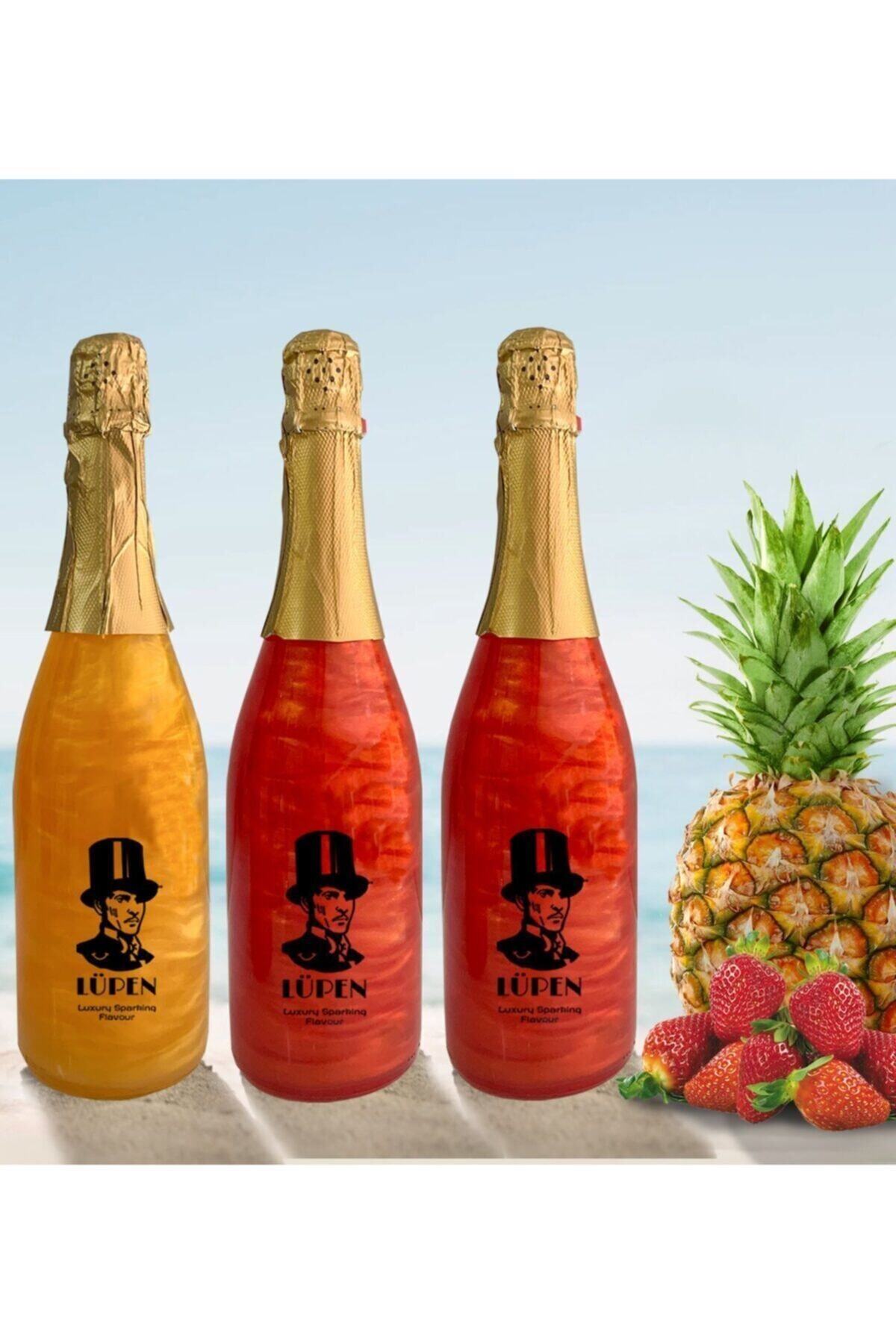 Lüpen Alkolsüz Simli Bir Tuttu Frutti Iki Çilek Aromalı Gazlı Içecek 750 Ml 3 Adet