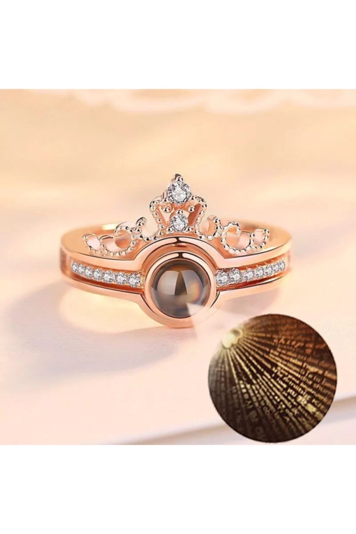 TakıTakıVer 100 Dilde Seni Seviyorum Yazılı Rose Gold Renk Zarif Aşk Çift -ayarlanabilir Yüzük