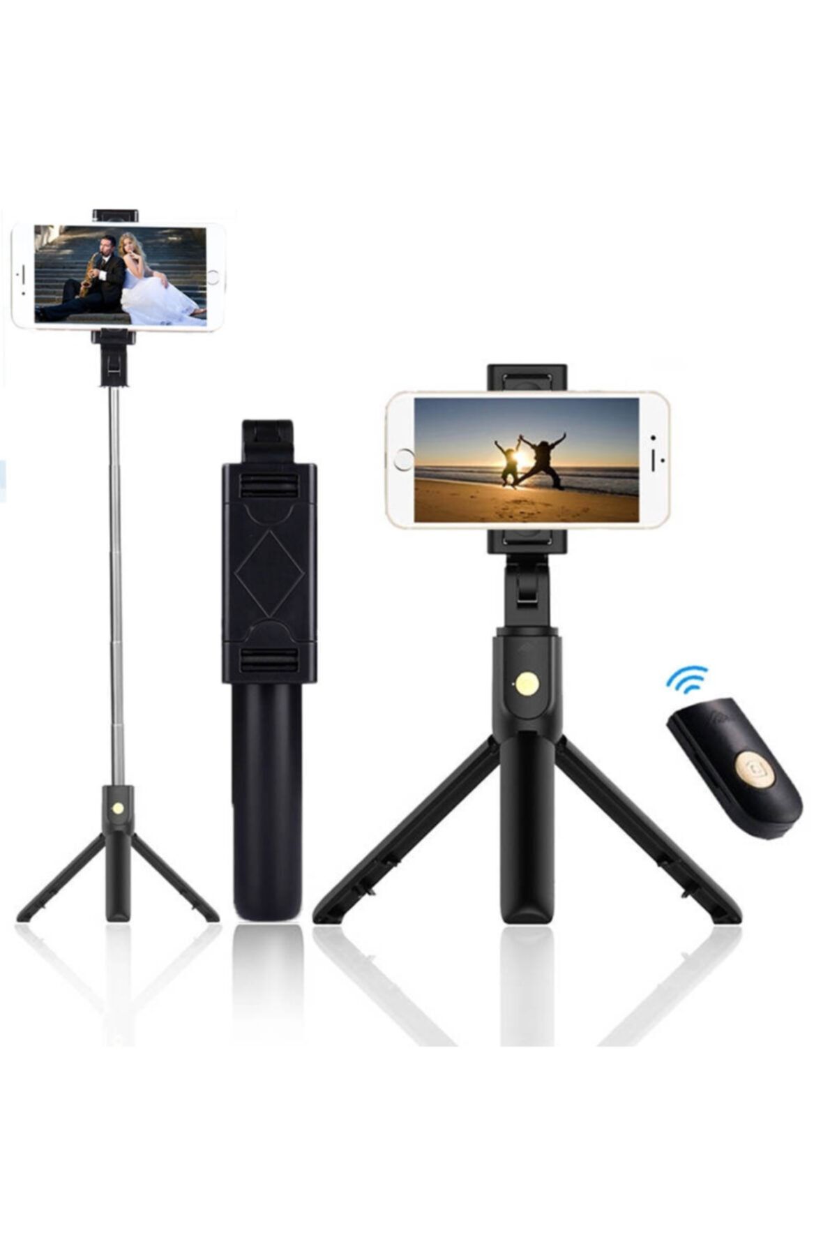 Kafe ss Sweet Smile Iphone 11 Pro Max Cep Telefonu Uyumlu Bluetooth Kumandalı Selfie Çubuğu Tripod Tutucu