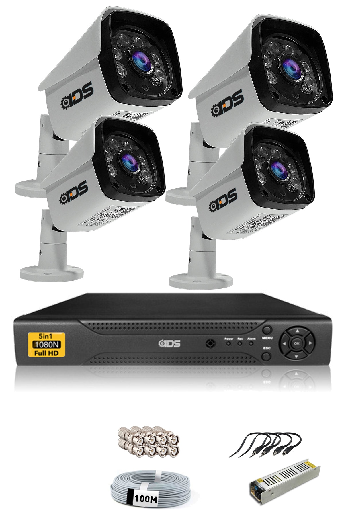 IDS - 4 Kameralı 5mp Sony Lensli 1080p Fullhd Güvenlik Kamerası Sistemi - Hard Disksiz