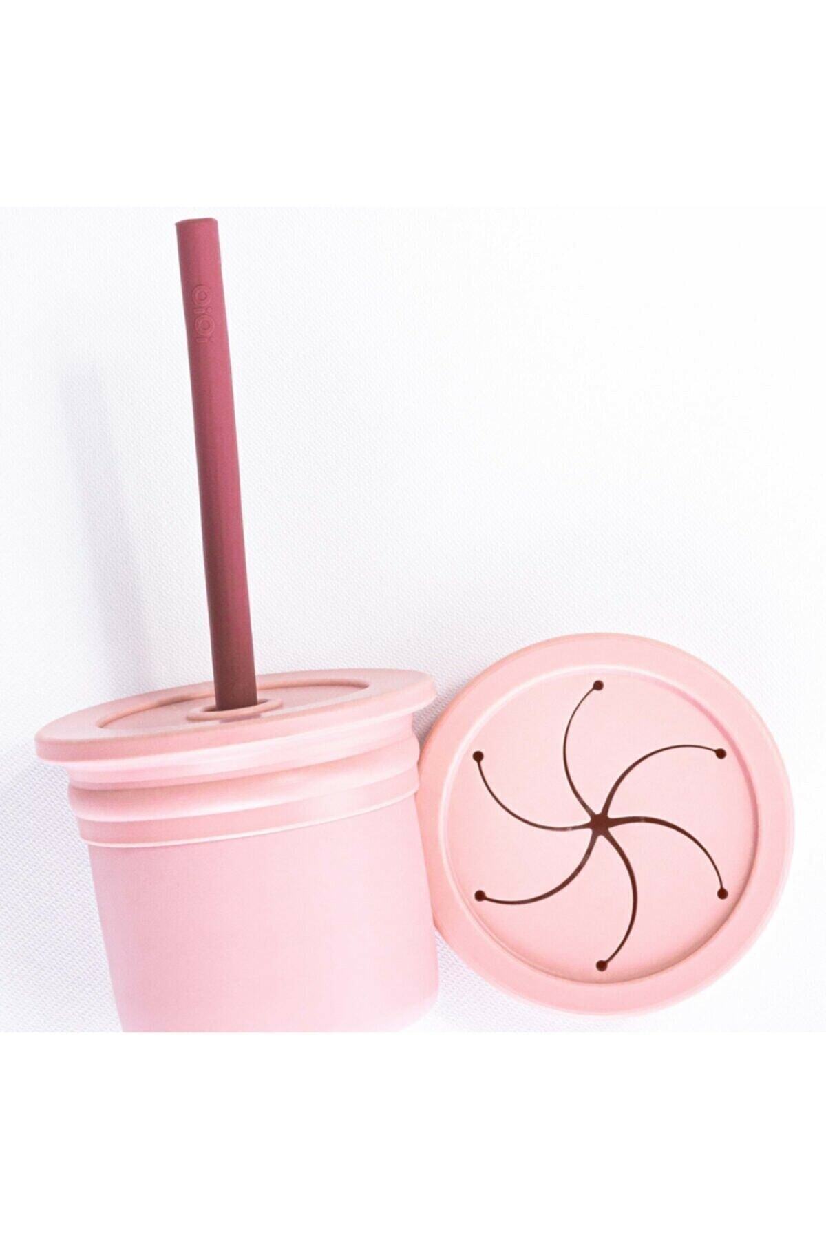 Oioi Hamhüp Atıştırmalık Kabı ve Pipetli Bardak Pinky Pink Velvet Rose