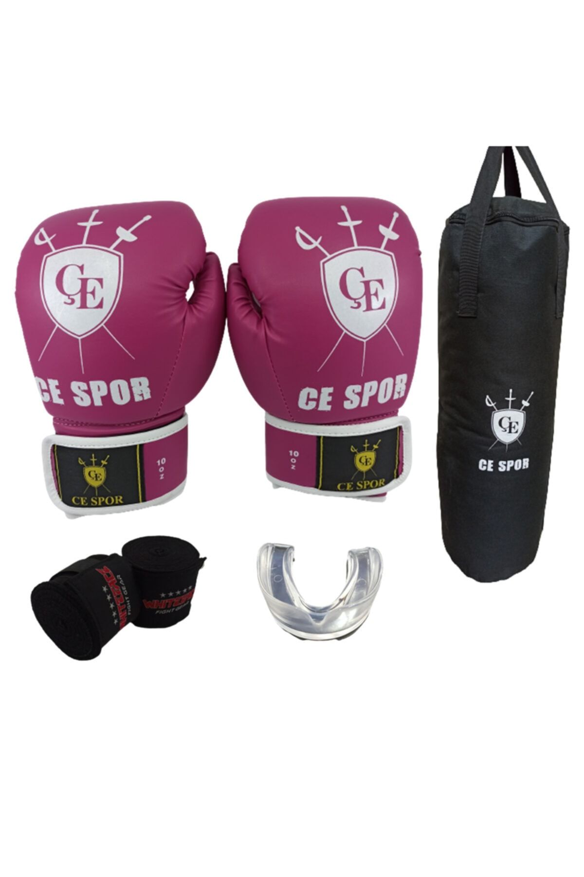 CESPOR Pembe Boks Eldiveni 120 Cm Kum Torbası Ve Bandaj Dişlik Boks Seti