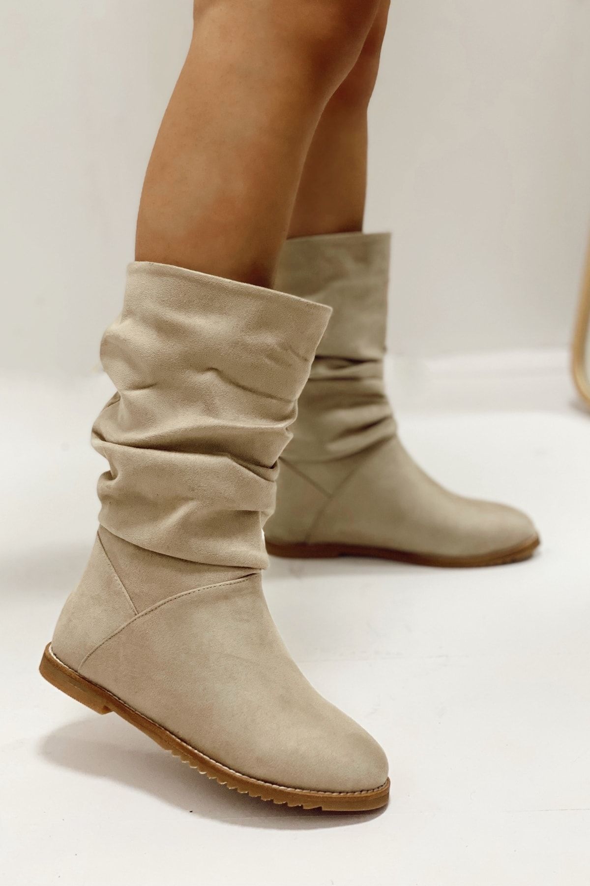 Nil Shoes Bej Süet Sasha Körüklü Çizme