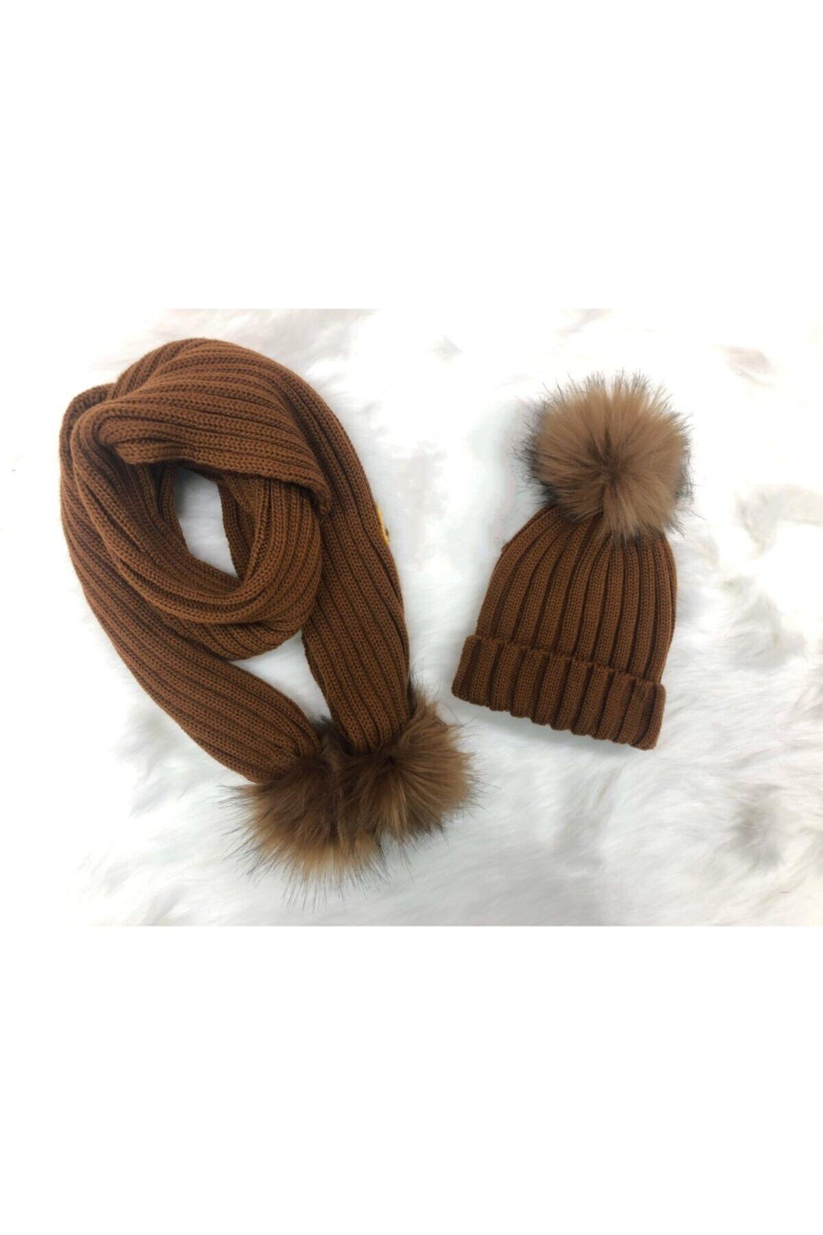 CRYSTALSHOP Tek Ponponlu Çocuk Atkı Bere Takım