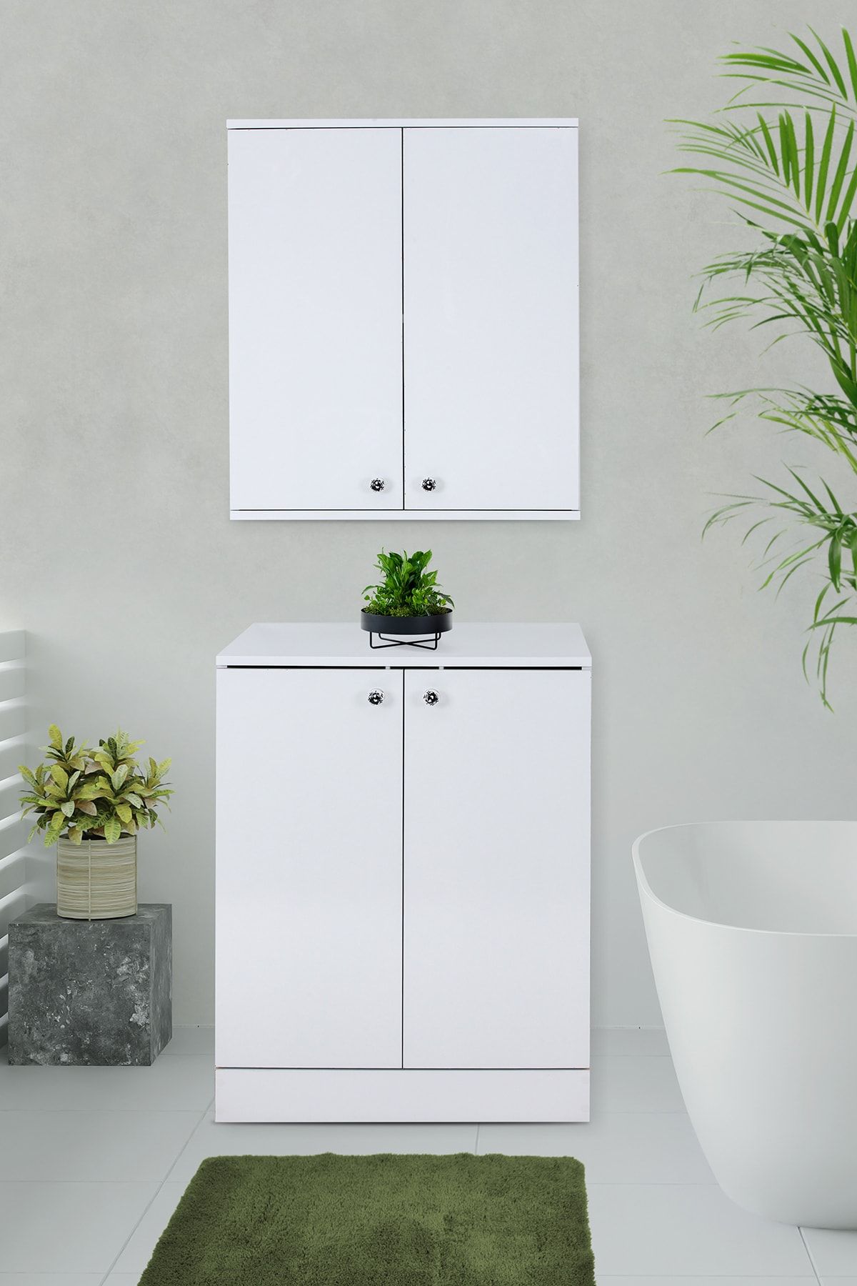 Mars Banyo Adrasan 4 Kapaklı 2 Raflı Üst Modüllü Mutfak +banyo +dekoratif +çamaşır Makinesi Dolabı