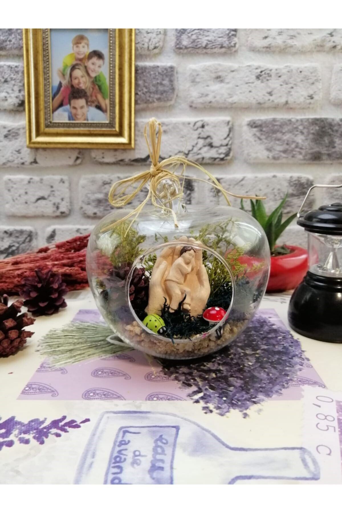 MİRAY El Içinde Bebek Temalı Elma Cam Mini Teraryum