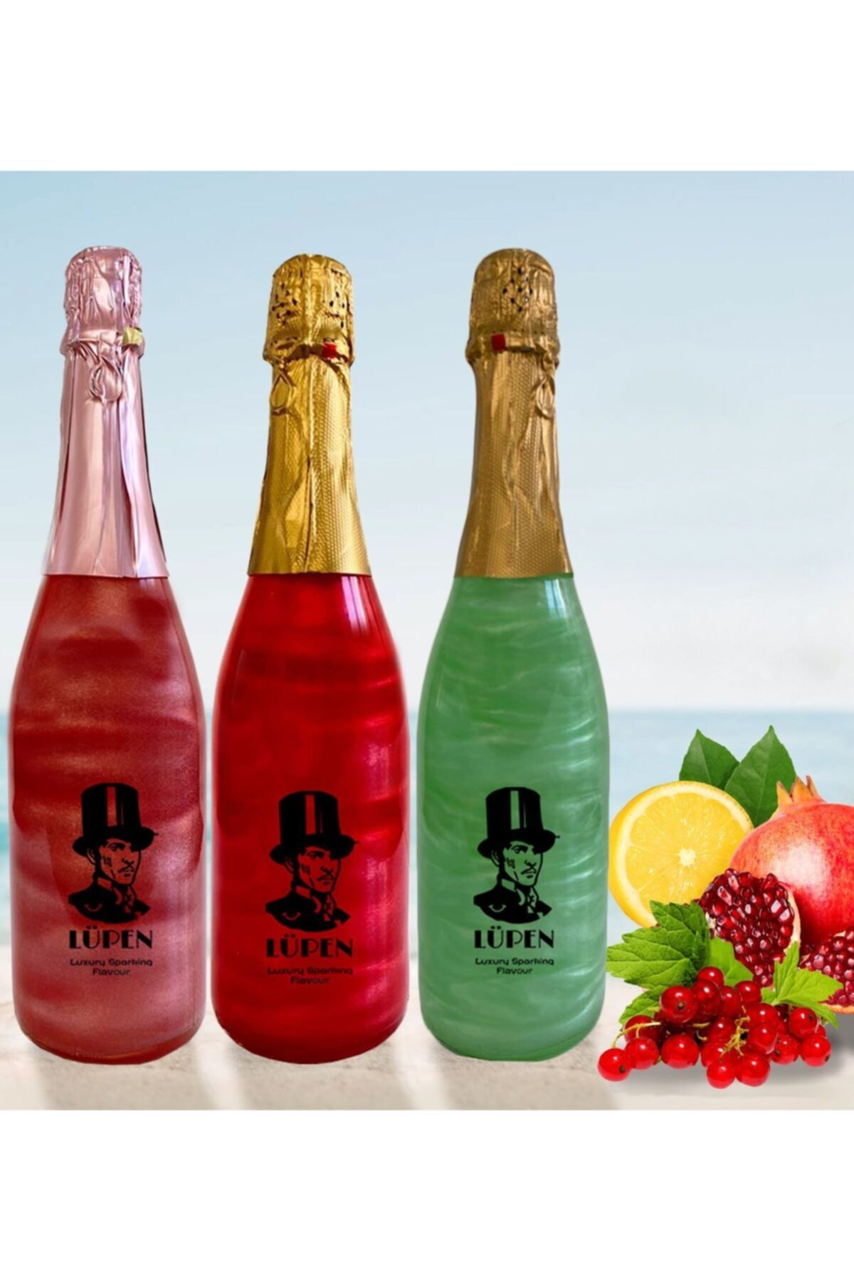 Lüpen Alkolsüz Simli Nar Nane Limon Frenk Üzümü Aromalı 3 Adet