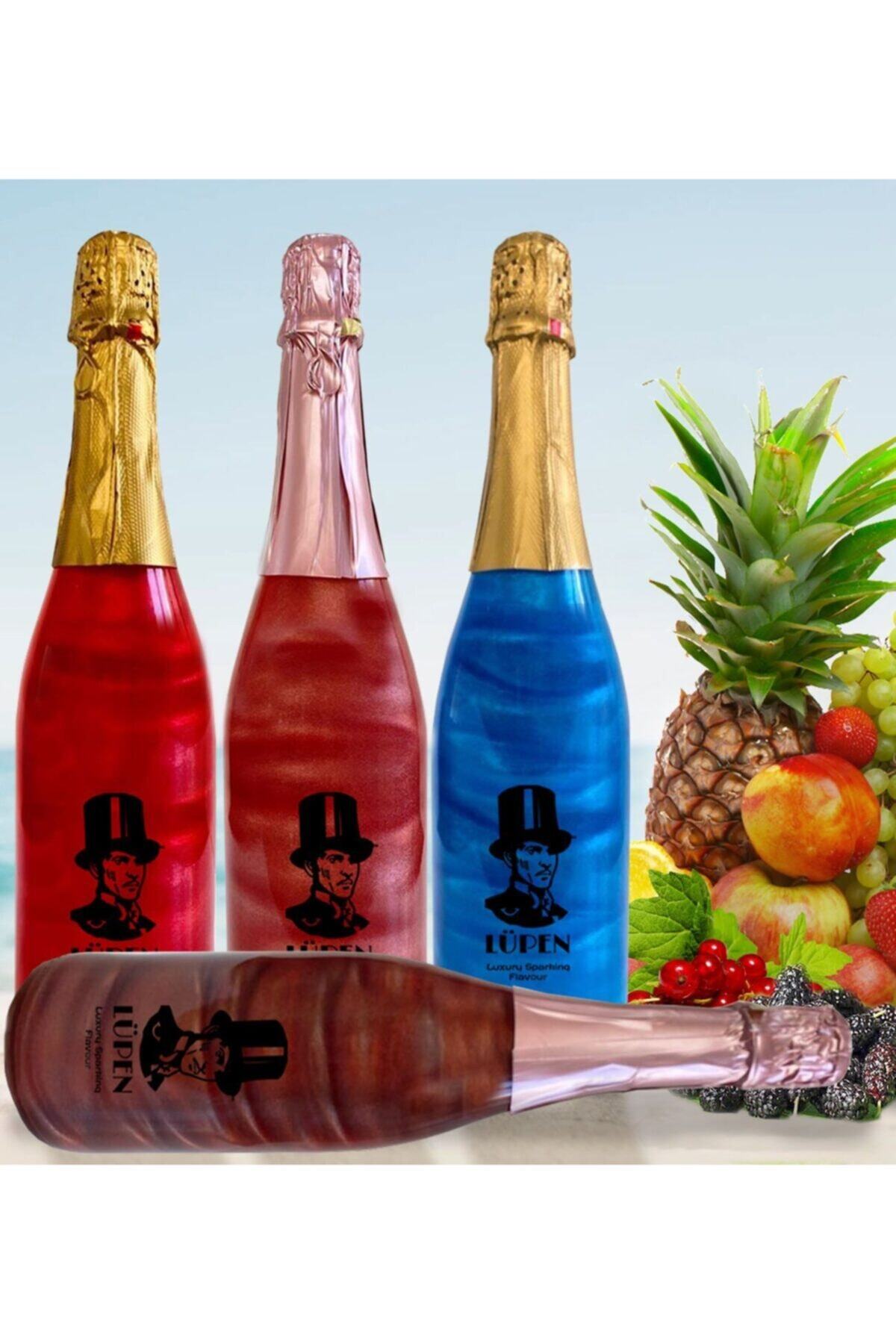 Lüpen Simli Lux Tropik Meyve Nar Frenk Üzümü Karadut Aromalı 750 ml Gazlı İçecek 4 Adet