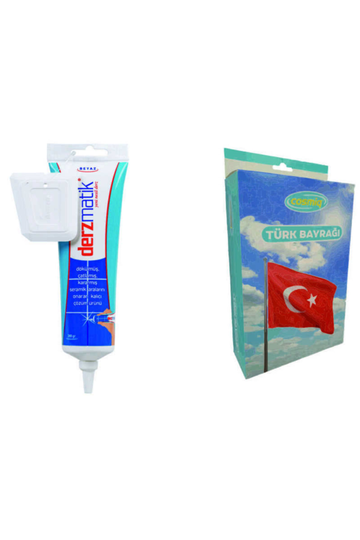 Derzmatik Gaga Uçlu Beyaz 380gr. + Cosmig 50x75 Türk Bayrağı