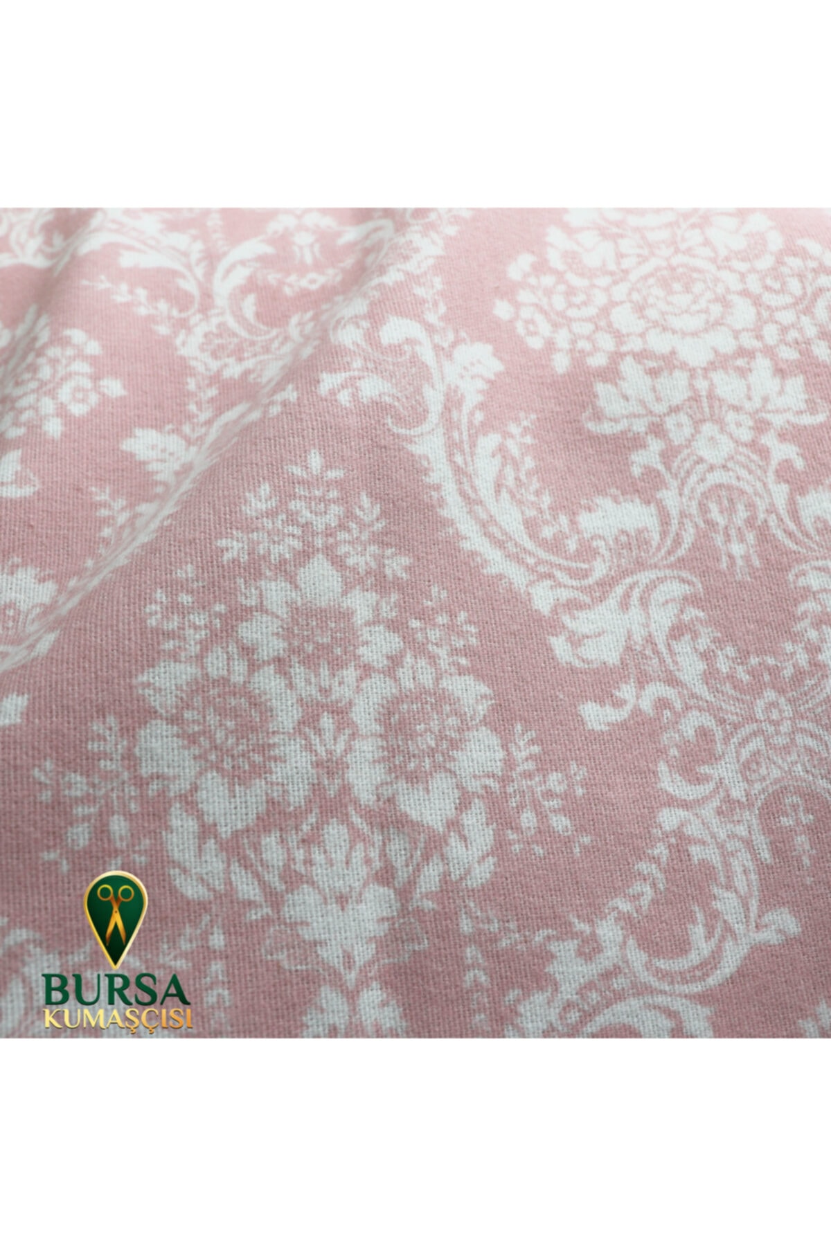 Bebek Atölyesi Pazen-flanel Kumaşı Damask Desen Pudra