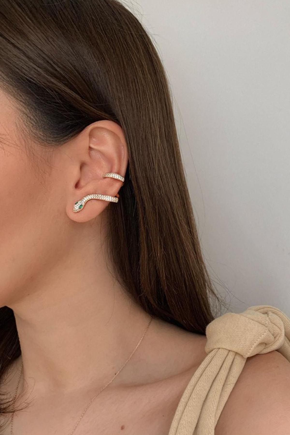 Amoreist Amore.ist Yılan Earcuff Gold Küpe
