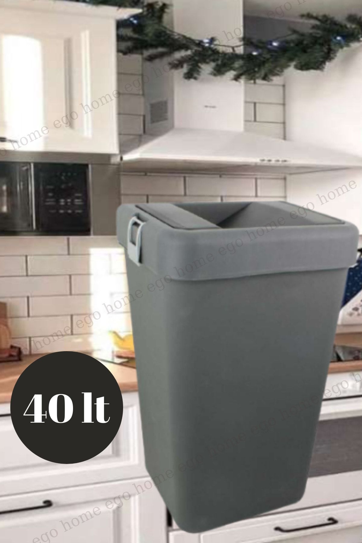 ego home Motek Siyah 40 Lt Çöp Kovası Hassas Kapaklı Çöp Kutusu Pratik Kapak Egohomeçöpkutususiyah
