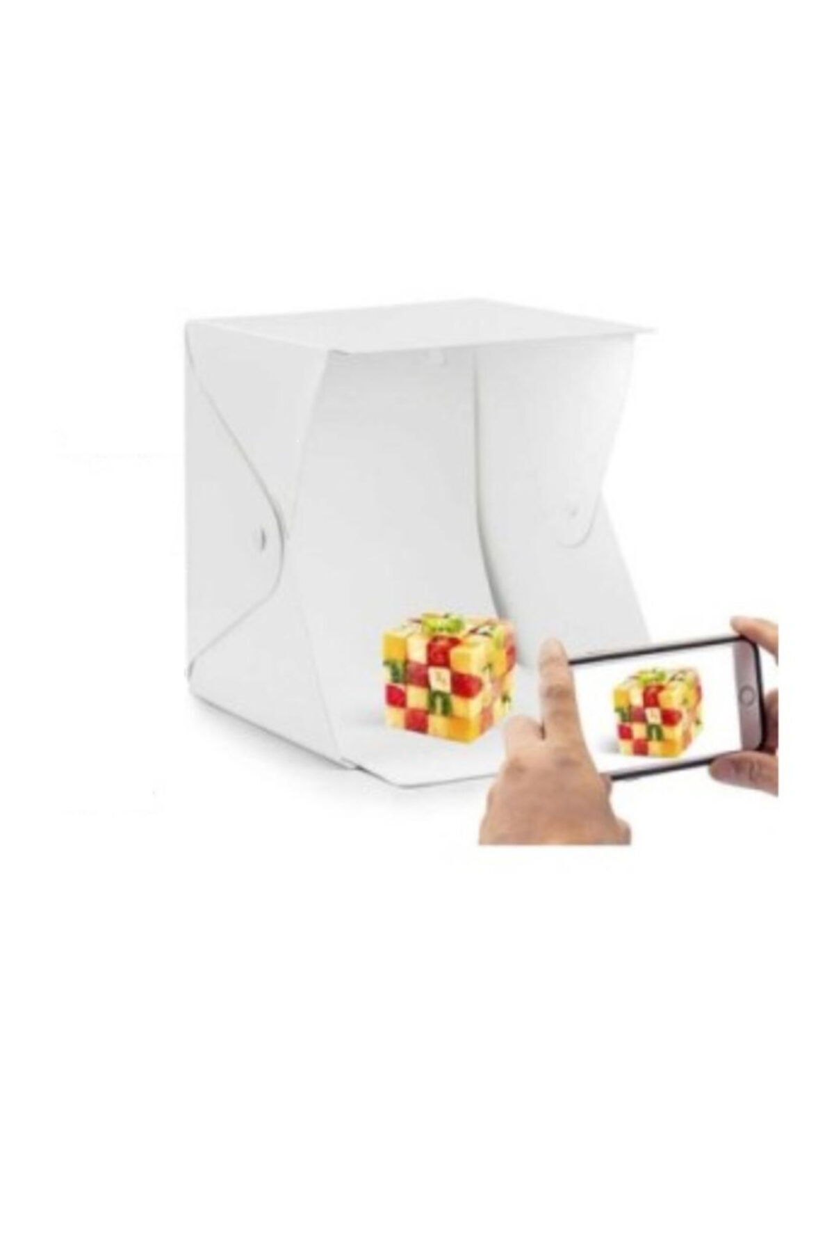 K.Miracles 40*40 Büyük Boy Ürün Çekim Çadırı Kutusu Mini Fon Fotoğraf Stüdyosu Led'li Işık Perdesi