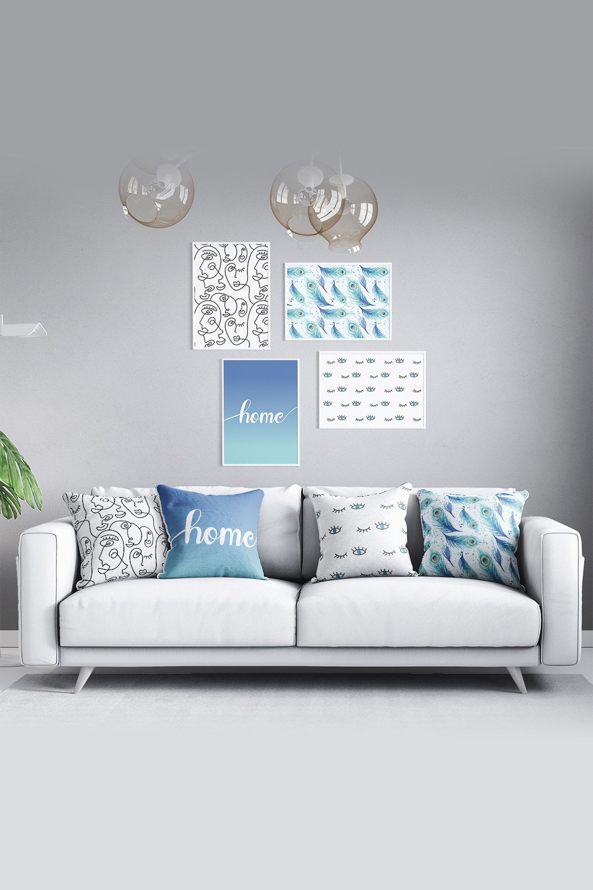 Tinybabyconcept Çift Taraflı Home Serisi 4 Lü Kırlent Model No :6