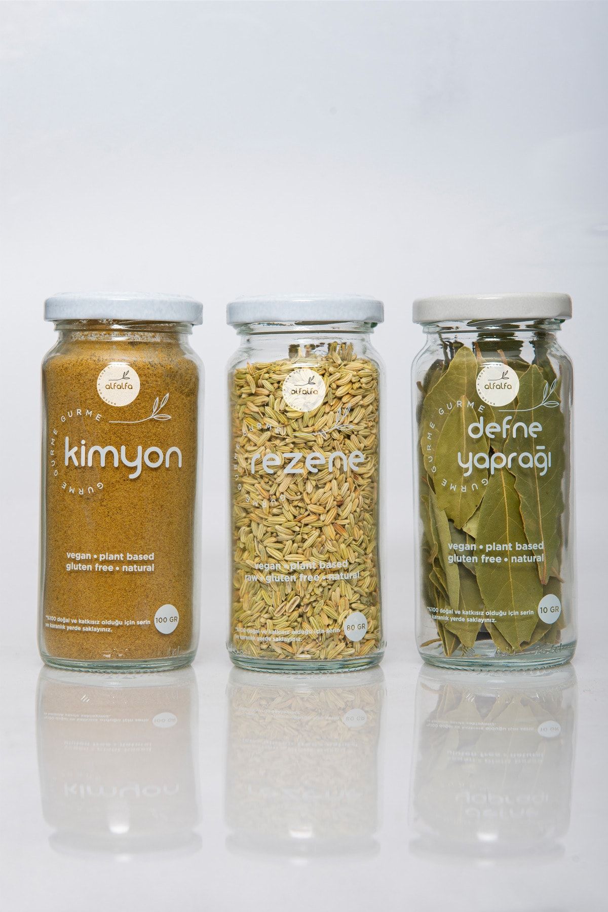 Alfalfa Farm Kimyon100 gr Cam Kavanoz Farm Rezene 80 gr Farm Defne Yaprağı10gr