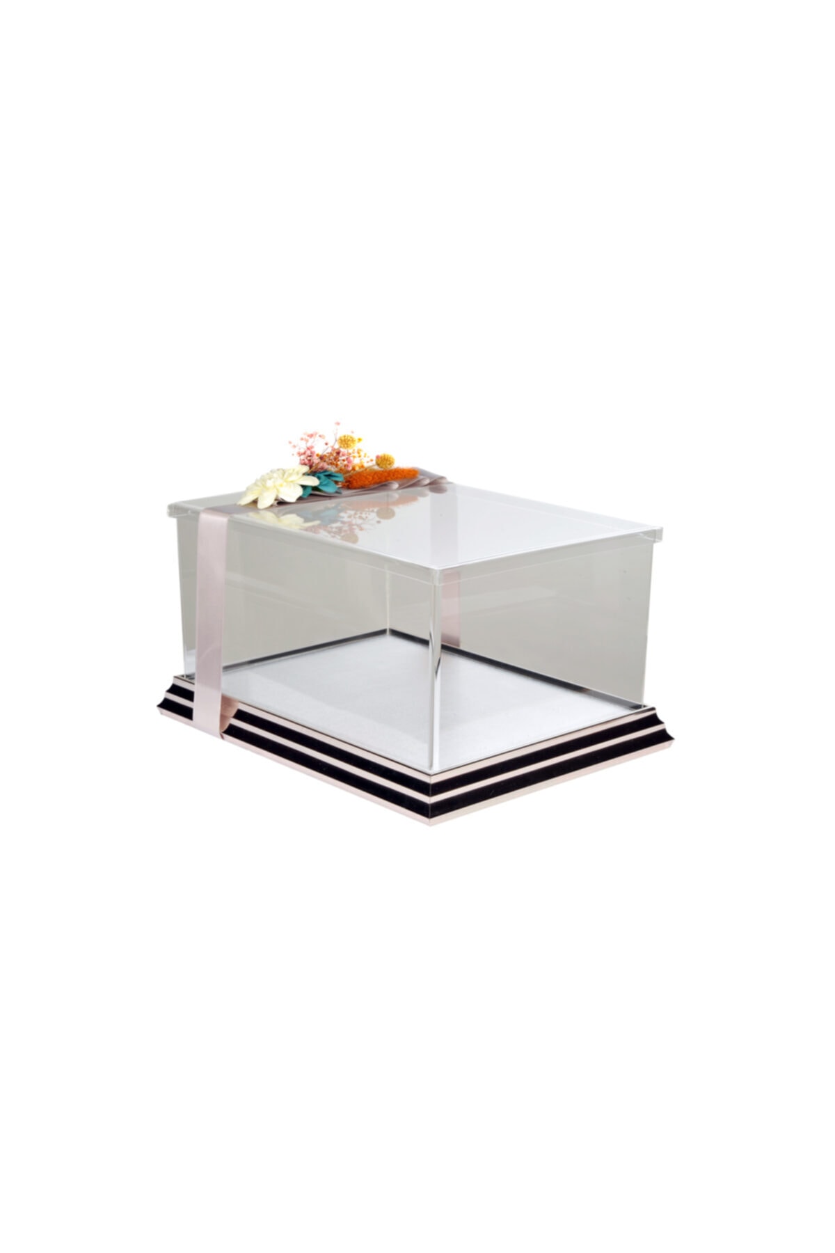 mixefor Söz Nişan Kutusu -pleksi Hediye Kutusu-30 Cm X 20 Cm X 15 Cm Ölçülerinde -inox Gümüş Çerçeveli