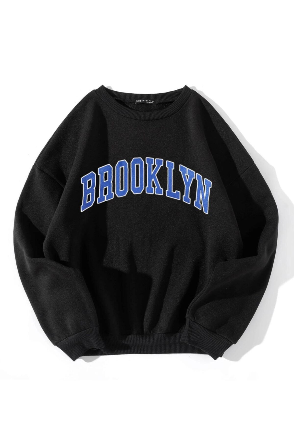 LAMOSS Kadın Siyah Oversize Brooklyn Baskılı Sweat