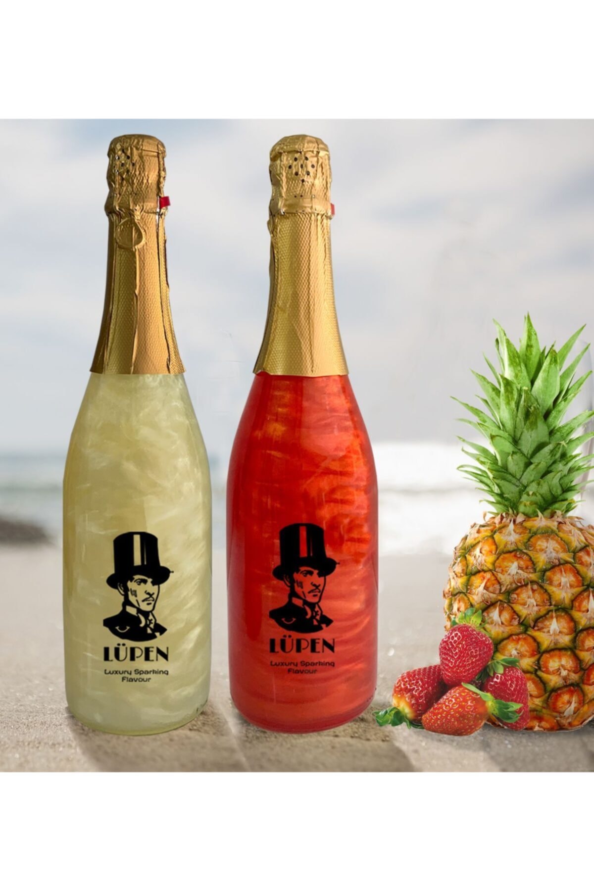 Lüpen Simli Lux Ananas Ve Çilek Aromalı 750 Ml Gazlı İçecek x2