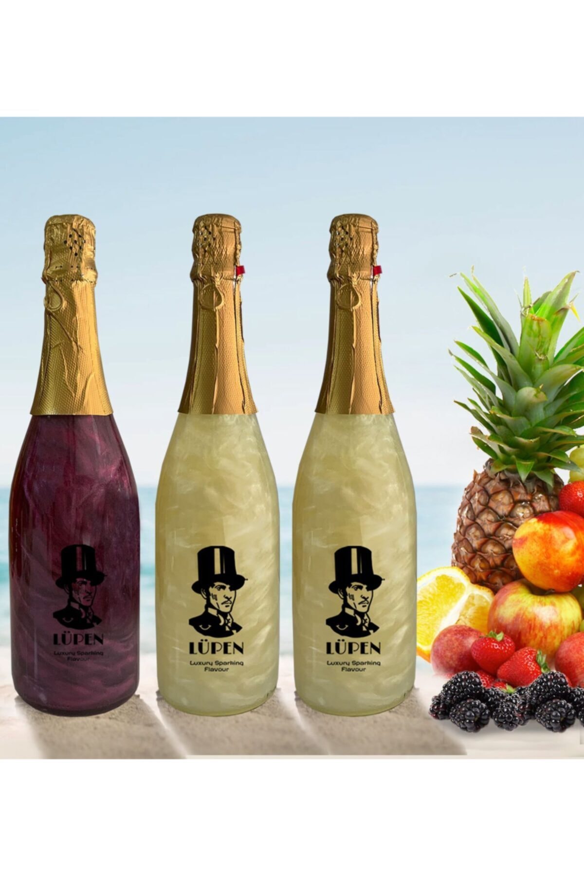 Lüpen Simli Bir Böğürtlen İki Ananas 750 ml Gazlı İçecek x3