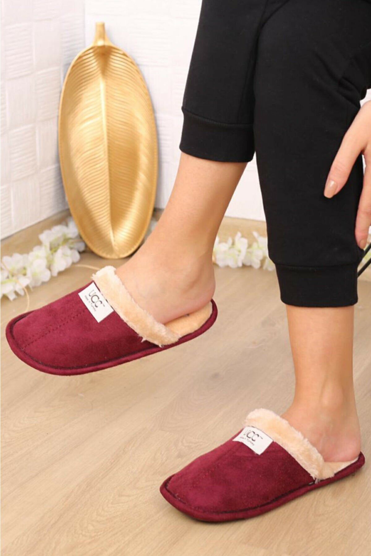 House slippers with fur best sale