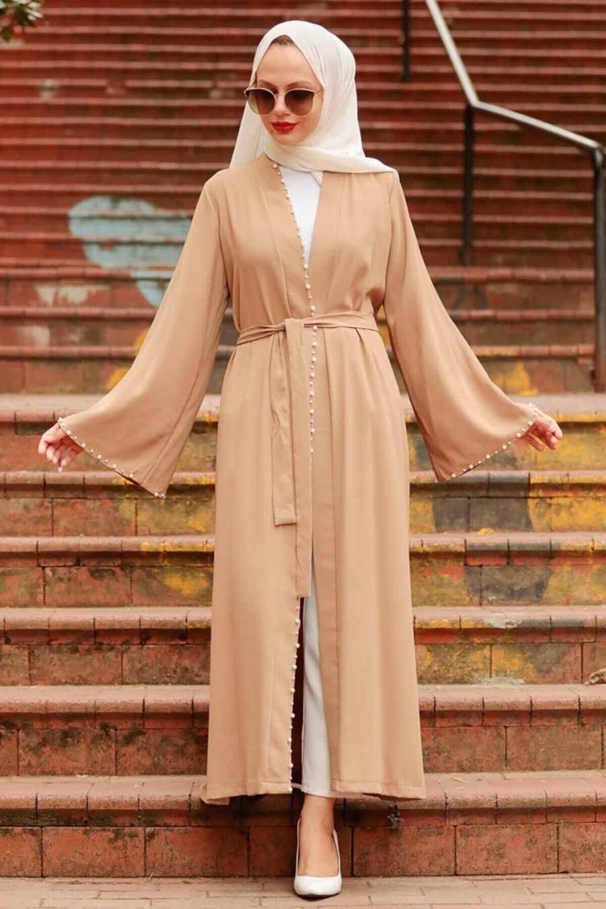 Neva Style - Inci Detaylı Vizon Tesettür Abaya 41021v