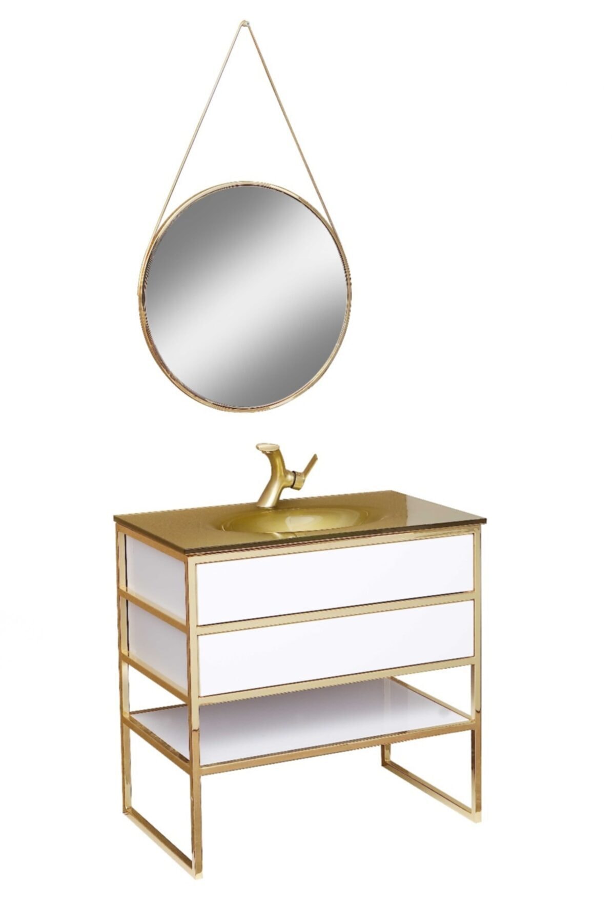 DORA BANYO Mdf Banyo Dolabı Cubo Doro Altın Sarısı