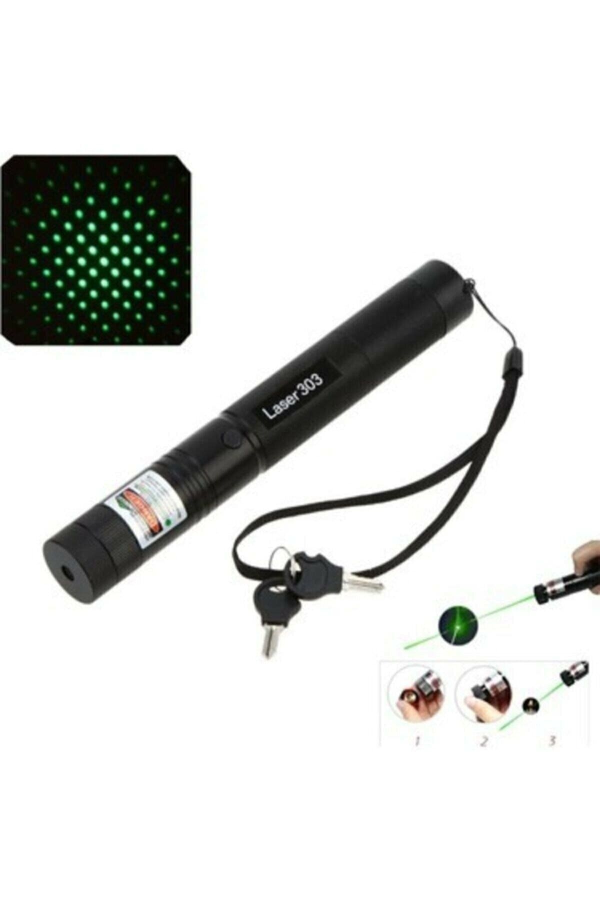 PAOSS Green Laser Pointer Şarjlı Güçlü Yeşil Lazer Metal Kasa Yakıcı Lazer
